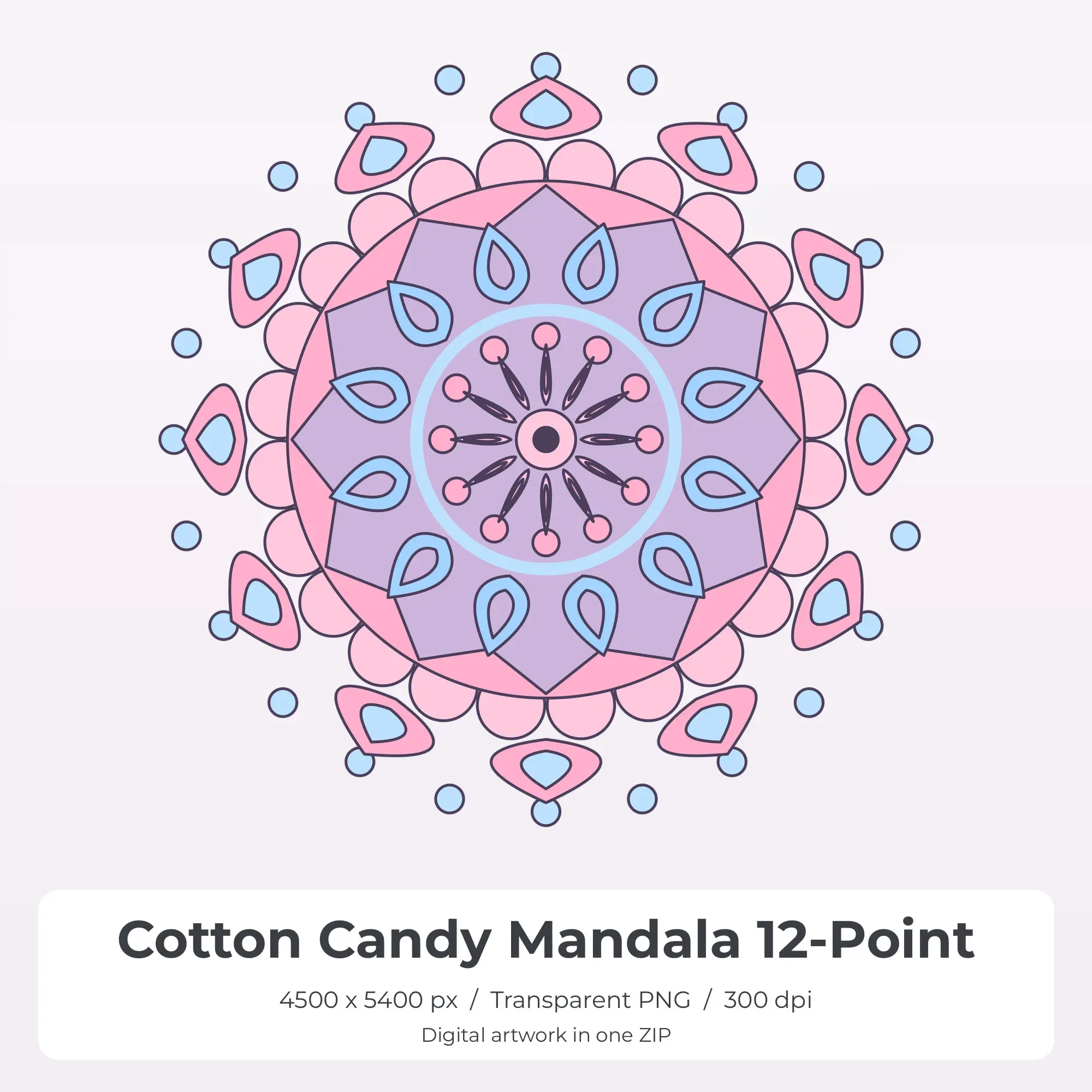 Cotton Candy Mandala 12-Point Sublimation PNG for Shirts preview