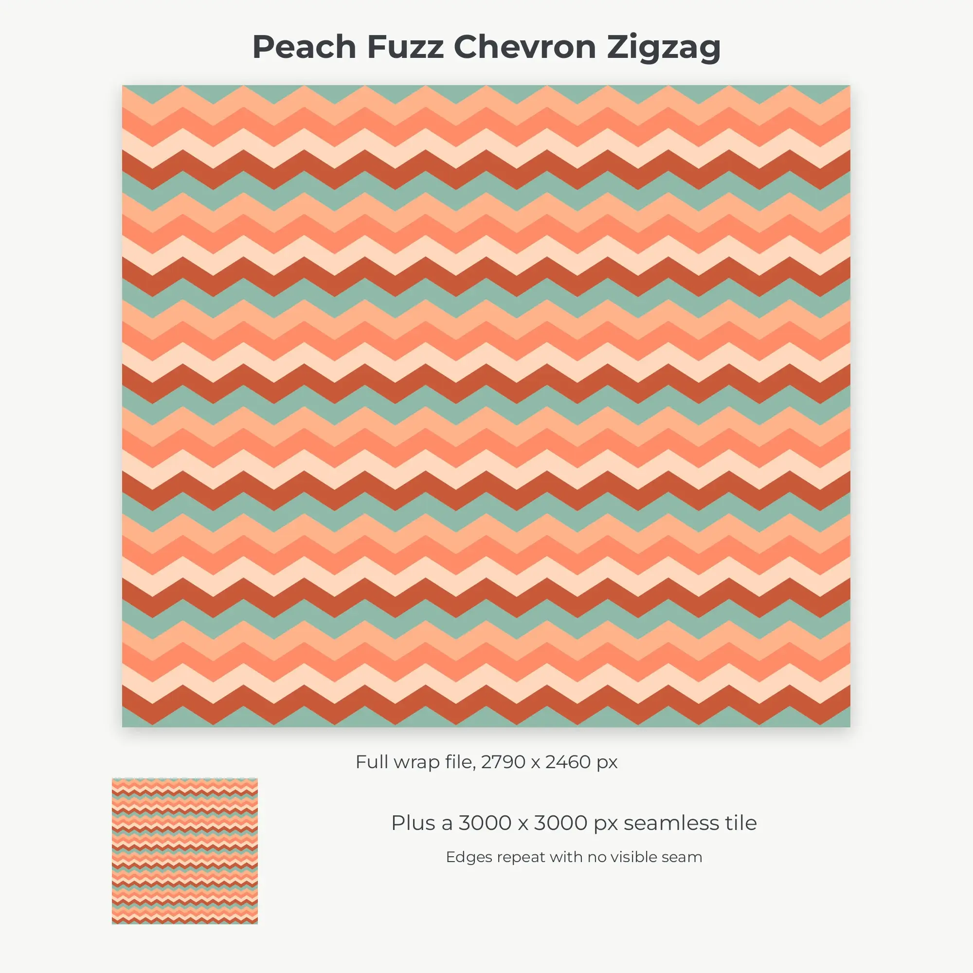Peach Fuzz Chevron Zigzag Tumbler Wrap PNG, 20oz Sublimation, preview 2 of 2