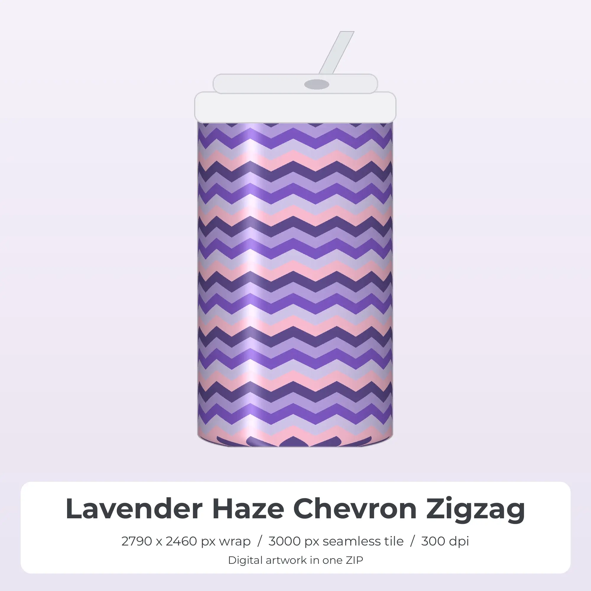 Lavender Haze Chevron Zigzag Tumbler Wrap PNG, 20oz Sublimation preview