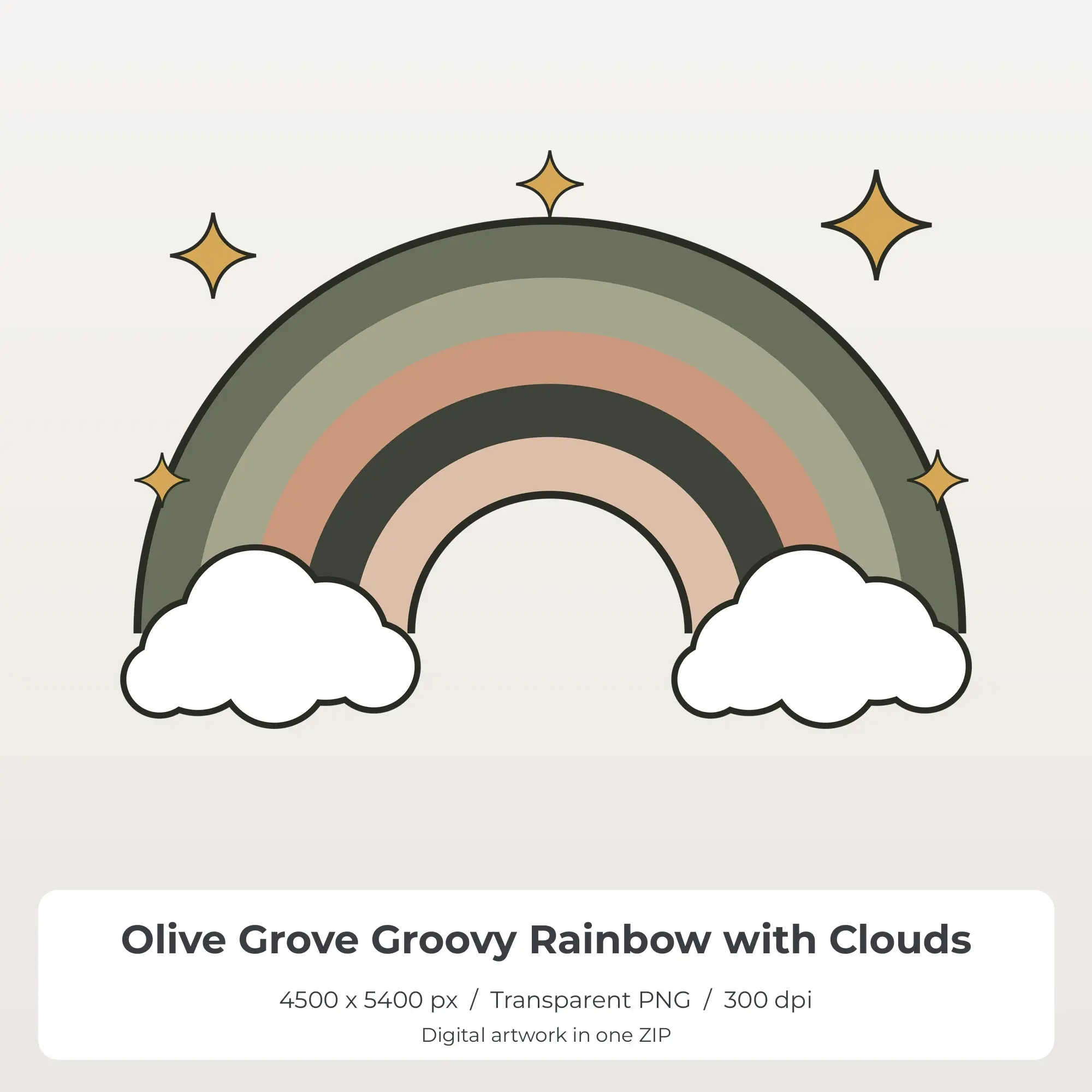 Olive Grove Groovy Rainbow with Clouds Sublimation PNG for Shirts preview