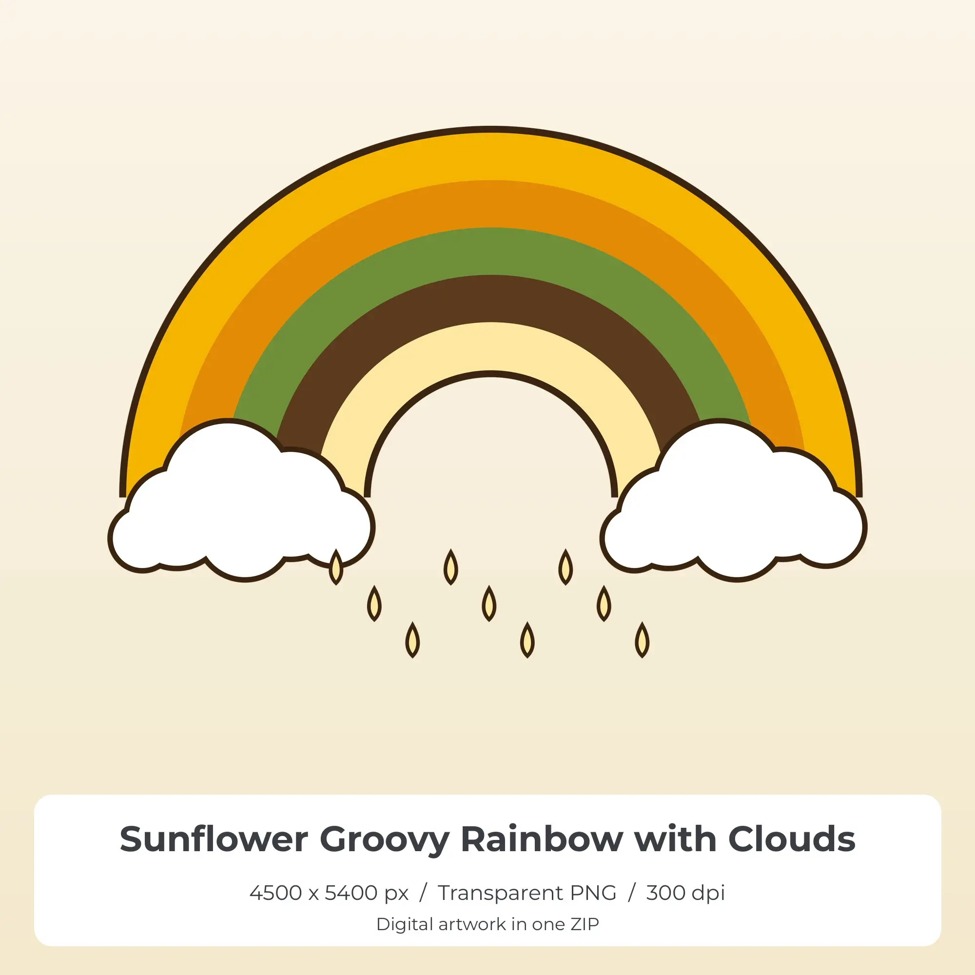 Sunflower Groovy Rainbow with Clouds Sublimation PNG for Shirts preview