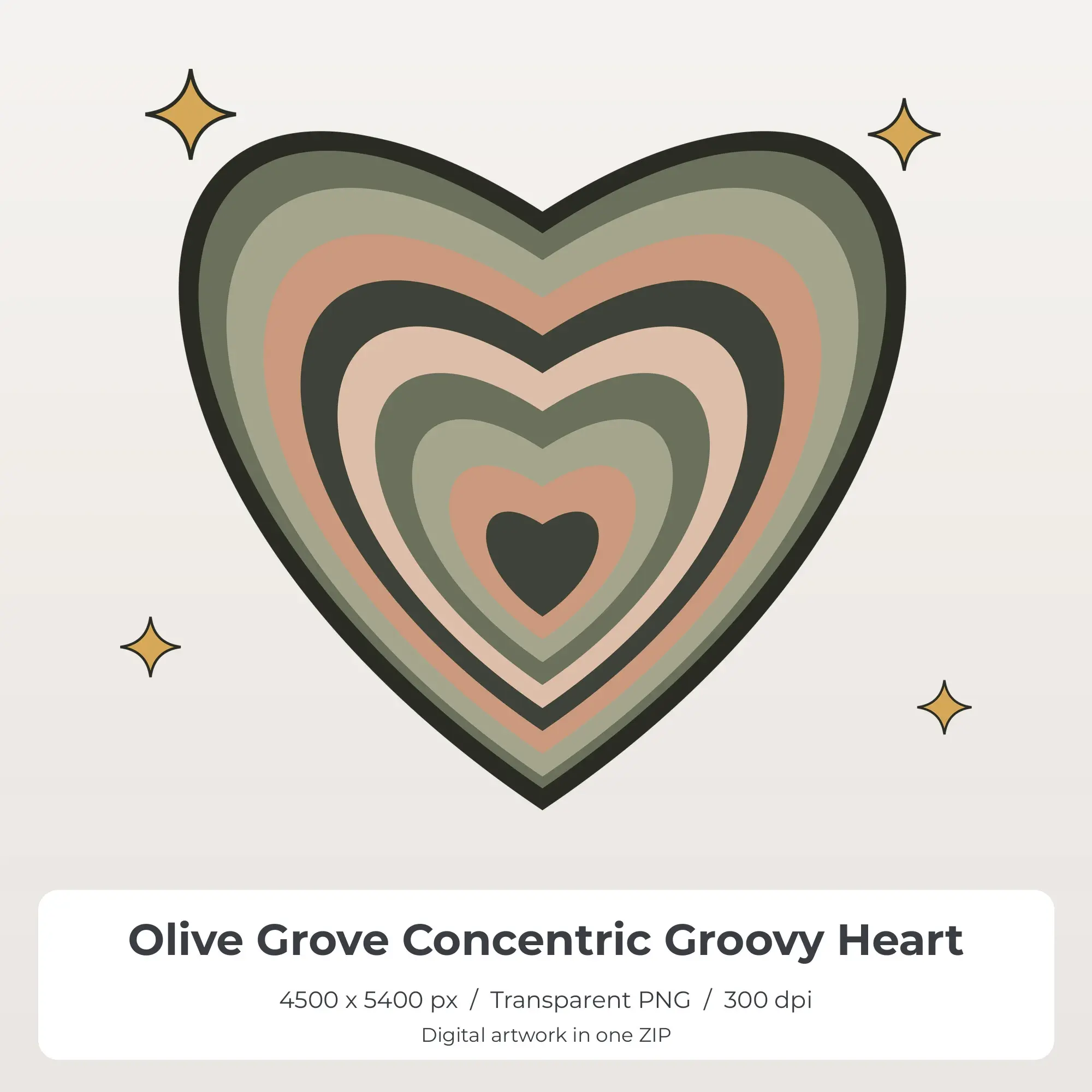 Olive Grove Concentric Groovy Heart Sublimation PNG for Shirts preview