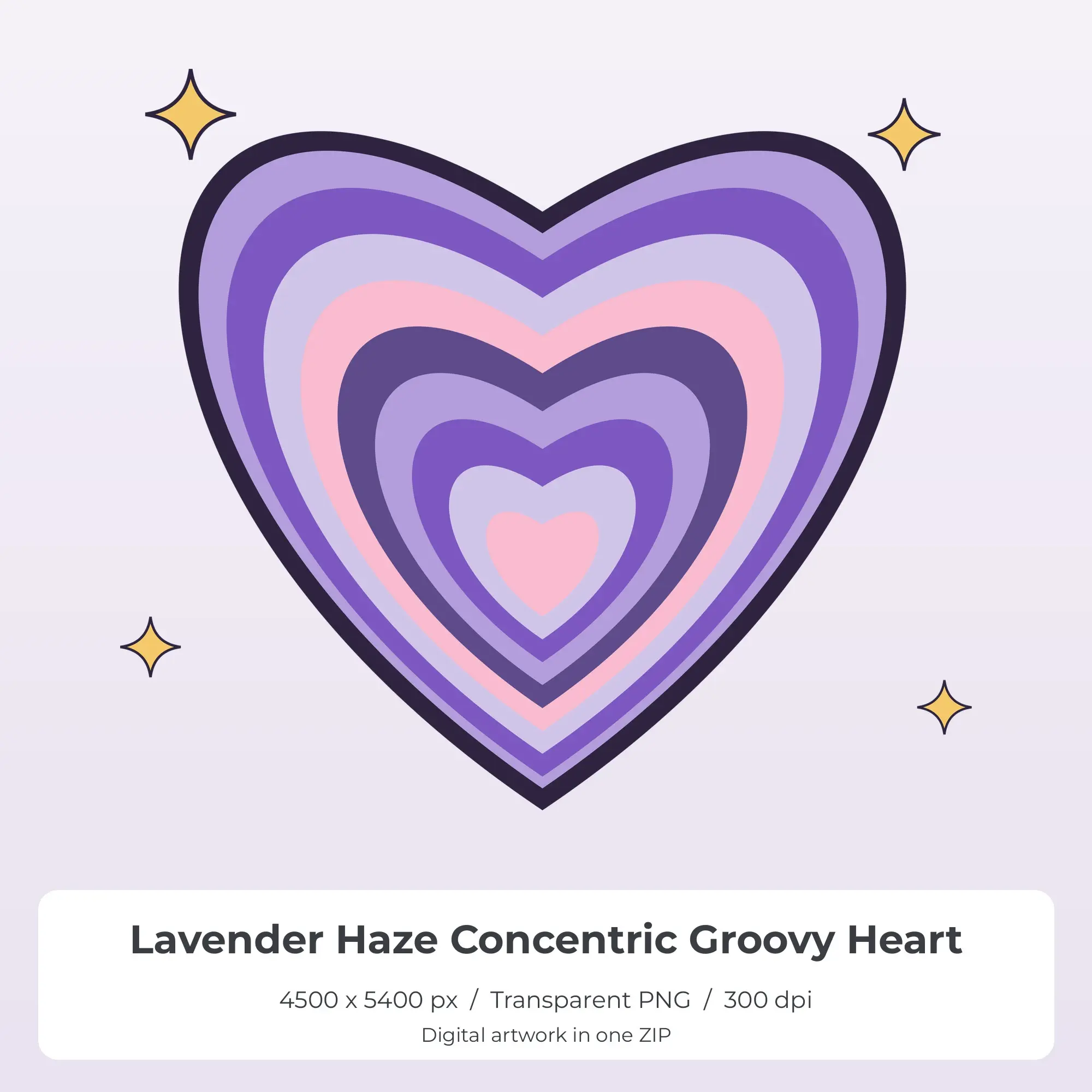 Lavender Haze Concentric Groovy Heart Sublimation PNG for Shirts preview