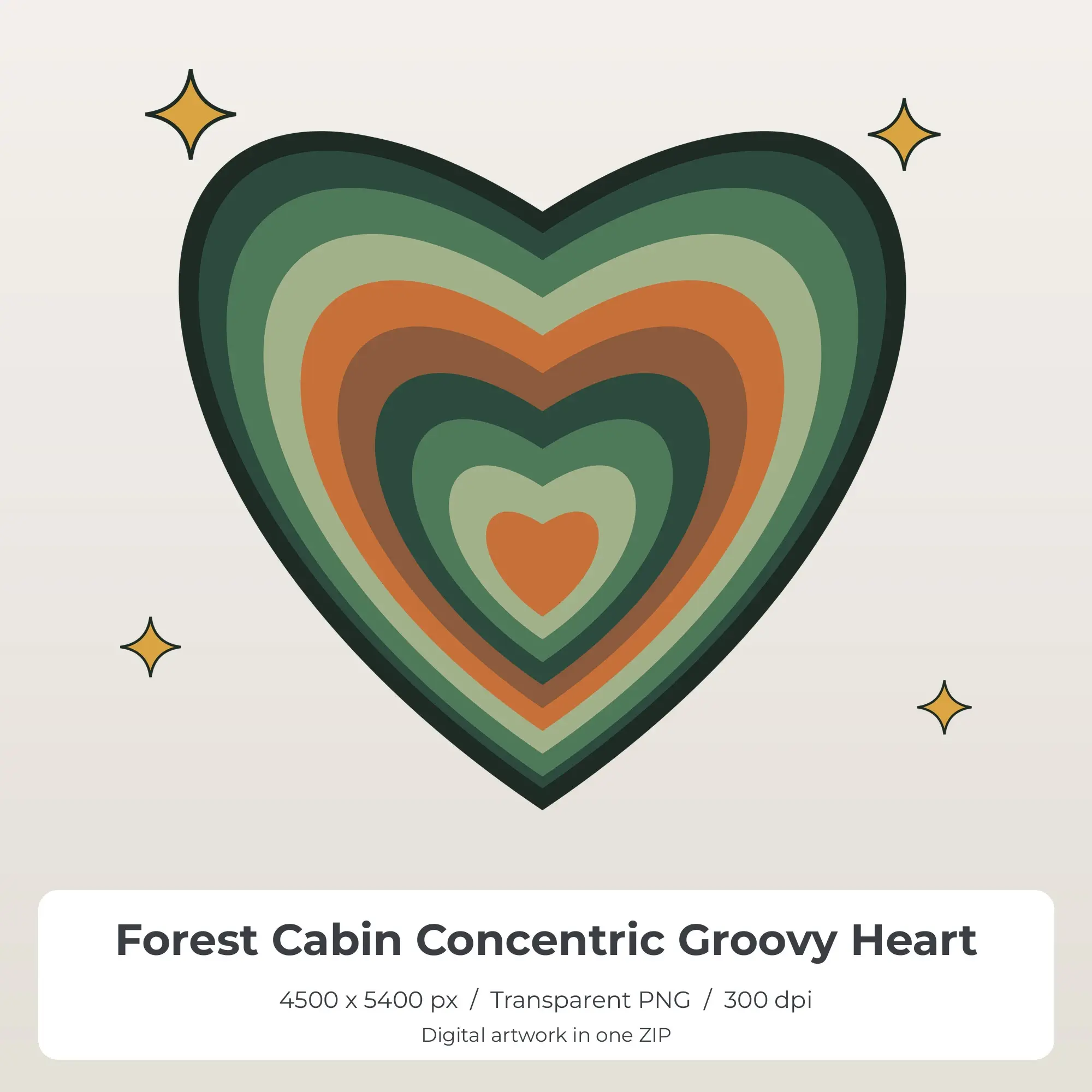 Forest Cabin Concentric Groovy Heart Sublimation PNG for Shirts preview