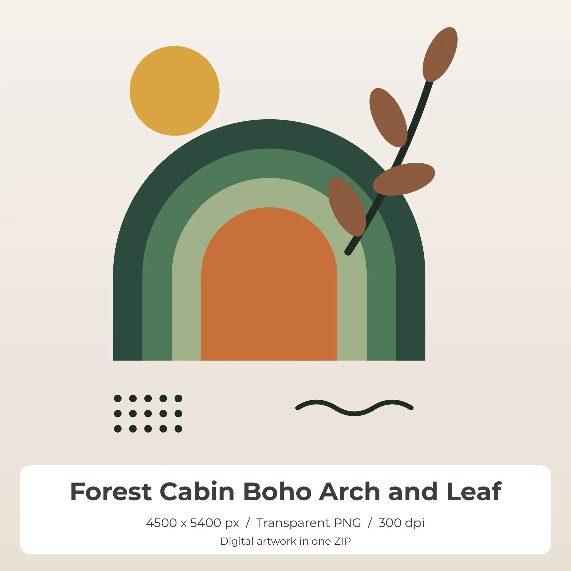 Forest Cabin Boho Arch and Leaf Sublimation PNG for Shirts preview