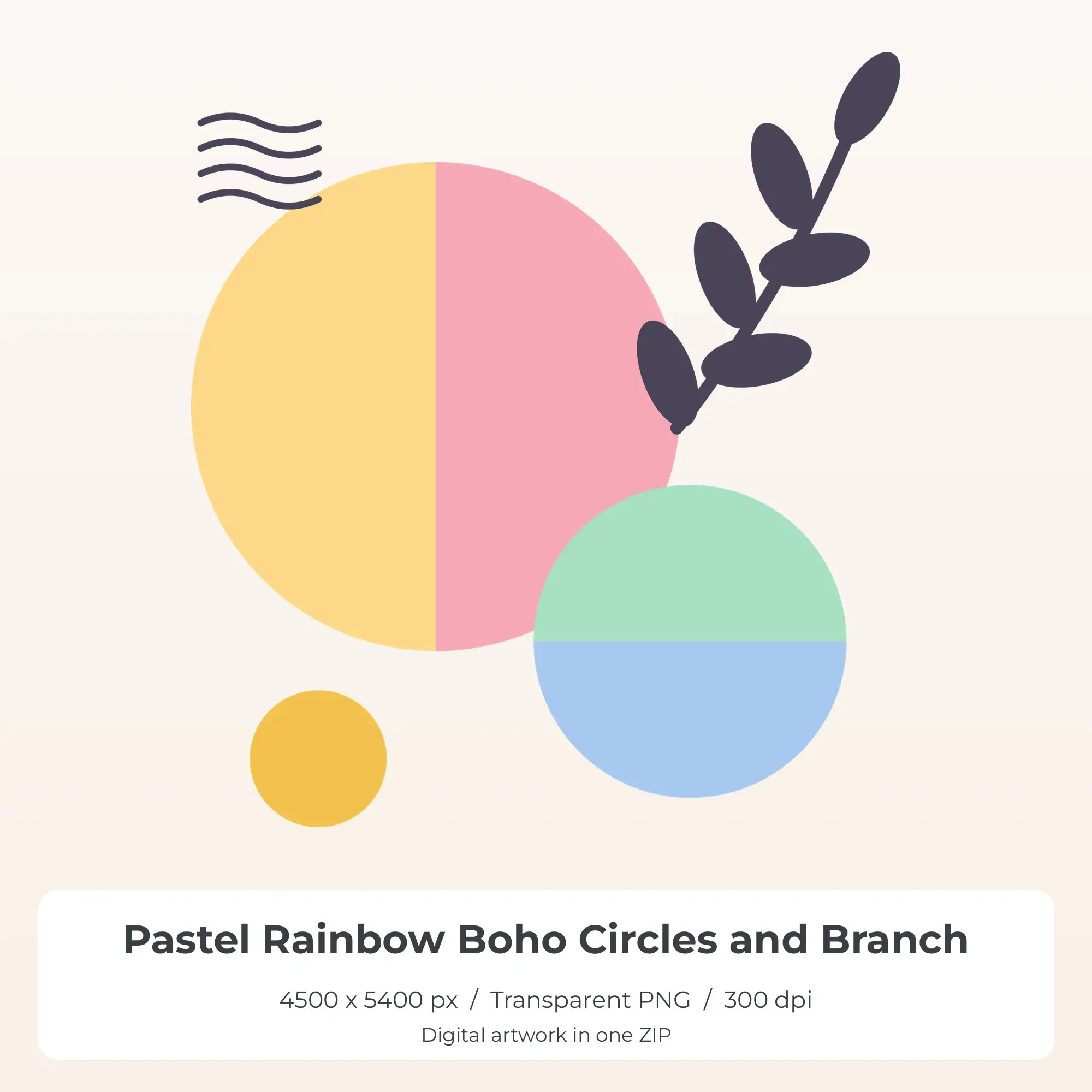 Pastel Rainbow Boho Circles and Branch Sublimation PNG for Shirts preview