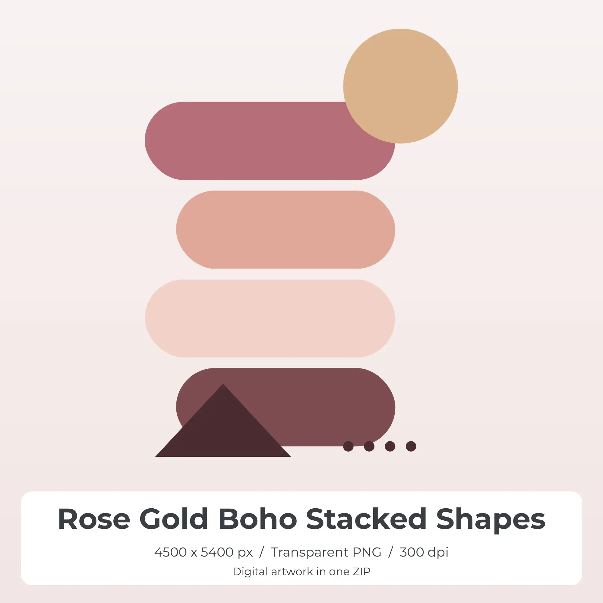 Rose Gold Boho Stacked Shapes Sublimation PNG for Shirts preview