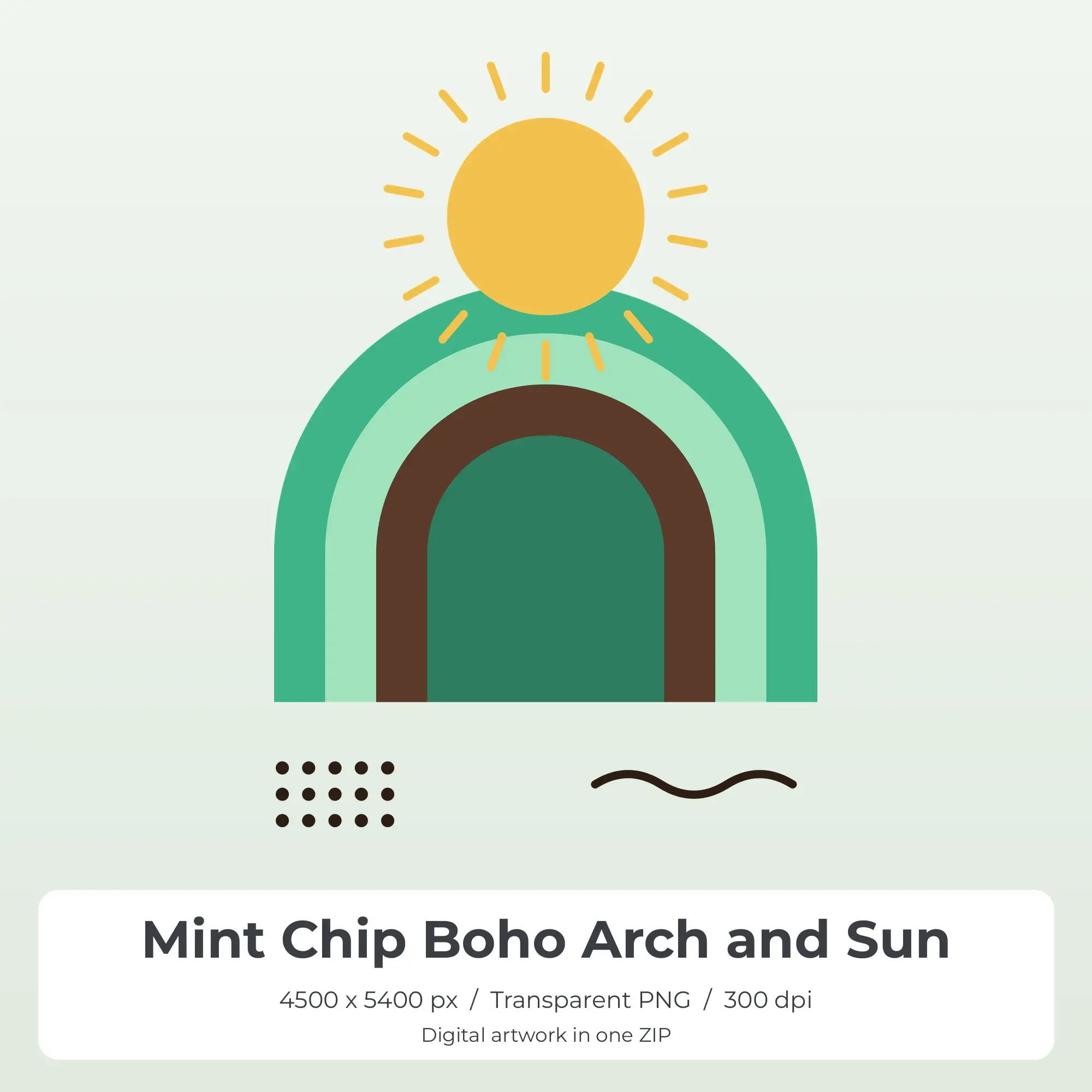 Mint Chip Boho Arch and Sun Sublimation PNG for Shirts preview