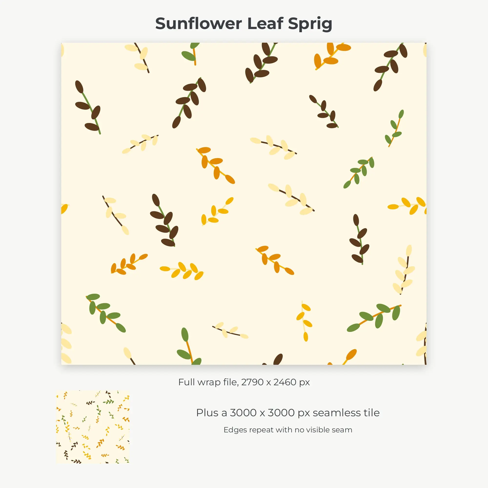 Sunflower Leaf Sprig Tumbler Wrap PNG, 20oz Sublimation, preview 2 of 2