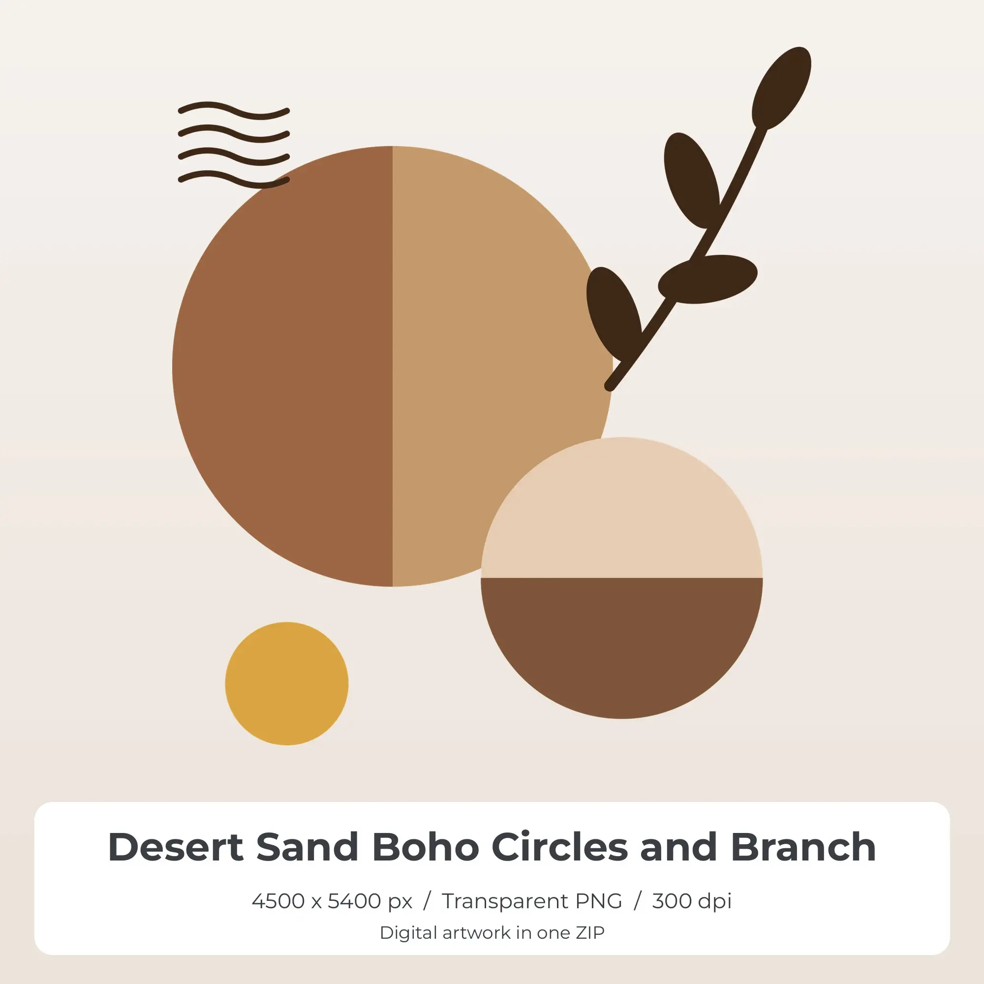 Desert Sand Boho Circles and Branch Sublimation PNG for Shirts preview