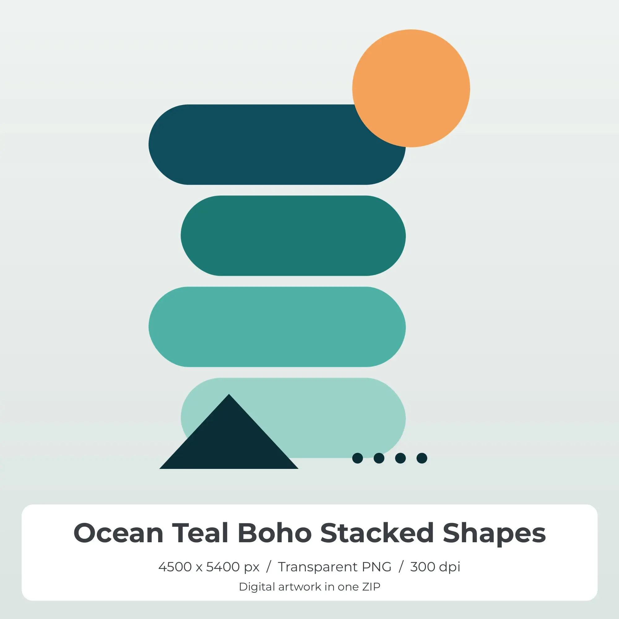 Ocean Teal Boho Stacked Shapes Sublimation PNG for Shirts preview