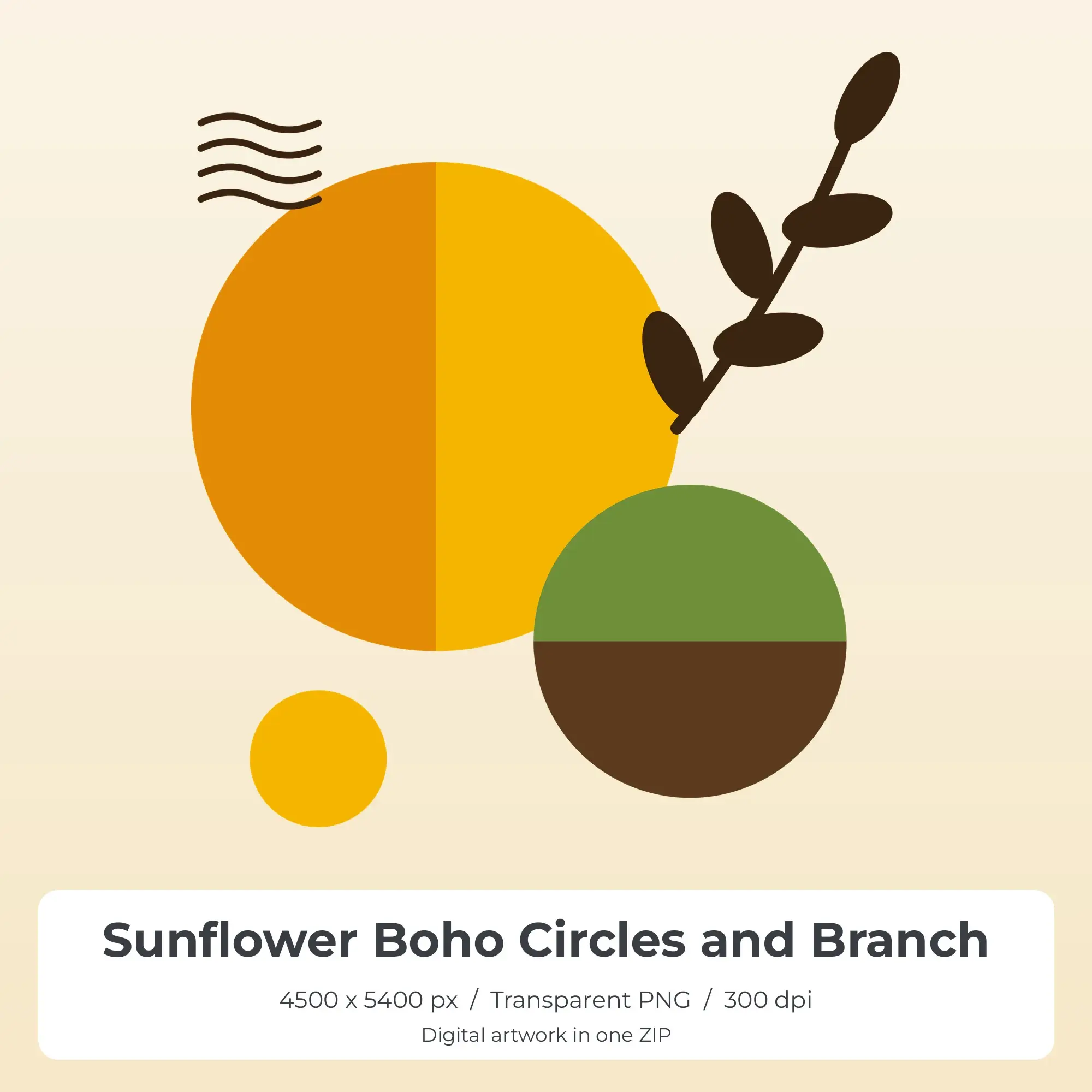 Sunflower Boho Circles and Branch Sublimation PNG for Shirts preview