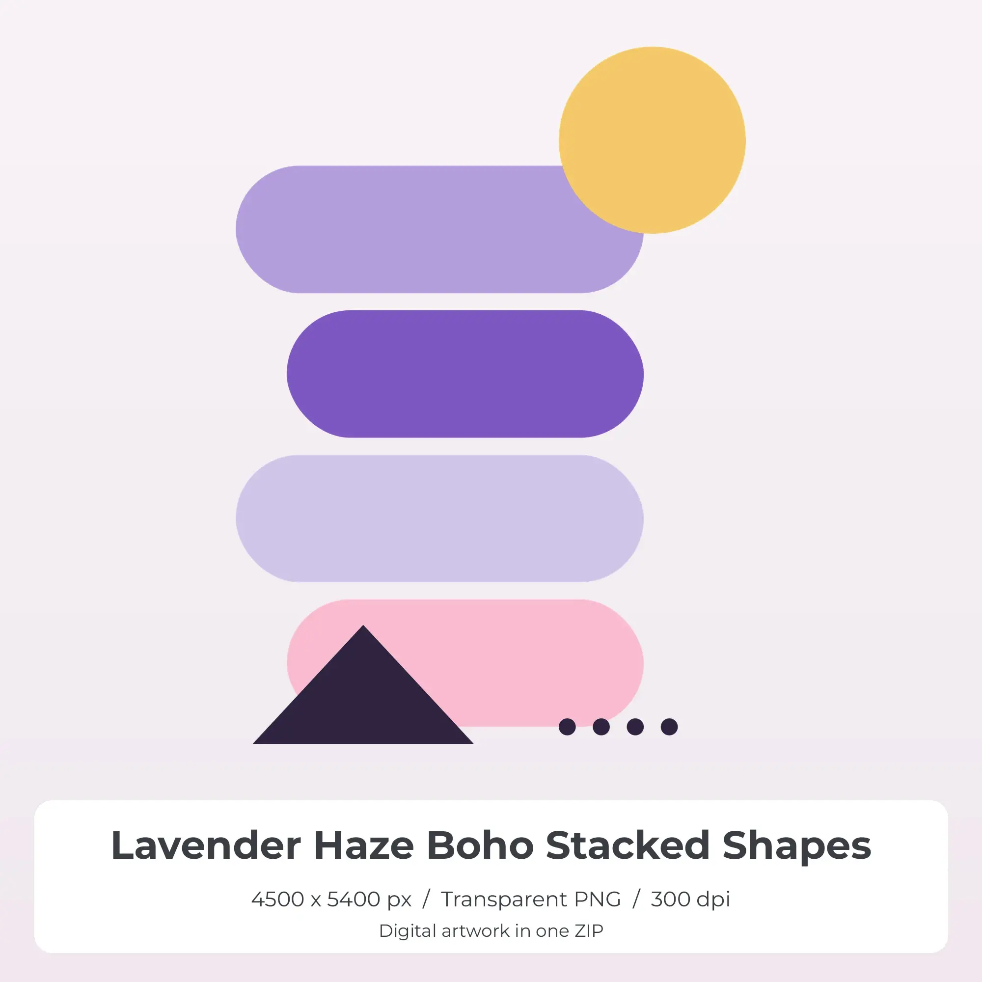 Lavender Haze Boho Stacked Shapes Sublimation PNG for Shirts, preview 1 of 2