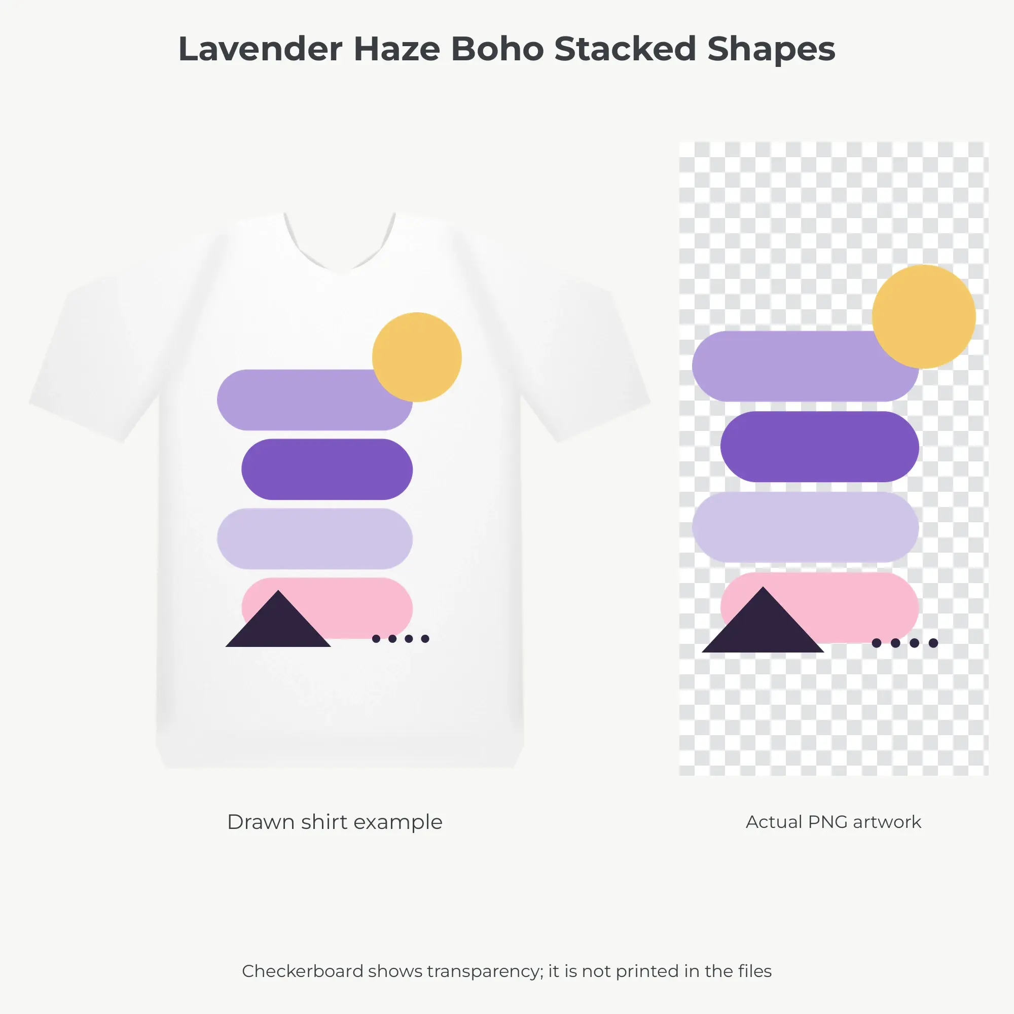 Lavender Haze Boho Stacked Shapes Sublimation PNG for Shirts, preview 2 of 2