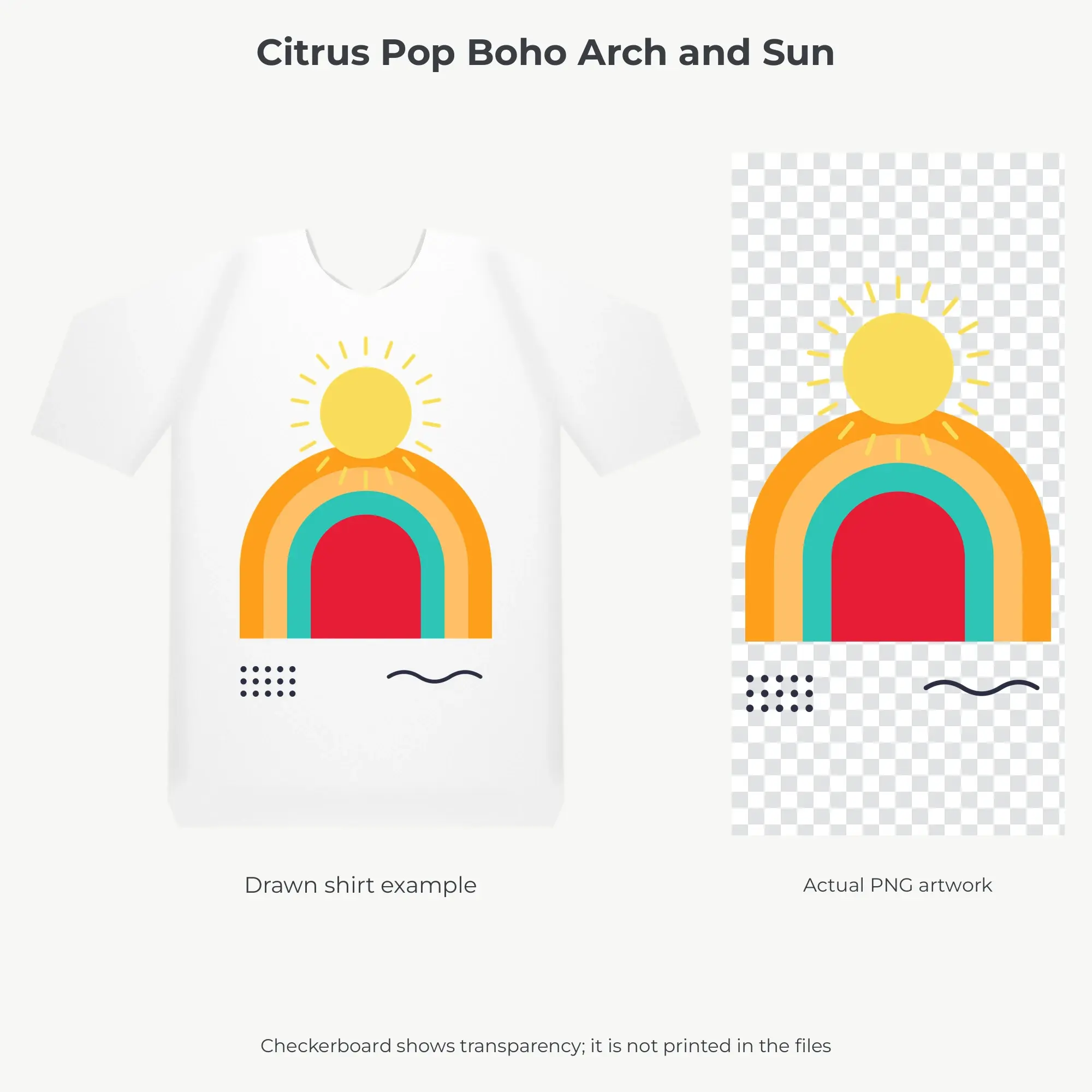 Citrus Pop Boho Arch and Sun Sublimation PNG for Shirts, preview 2 of 2