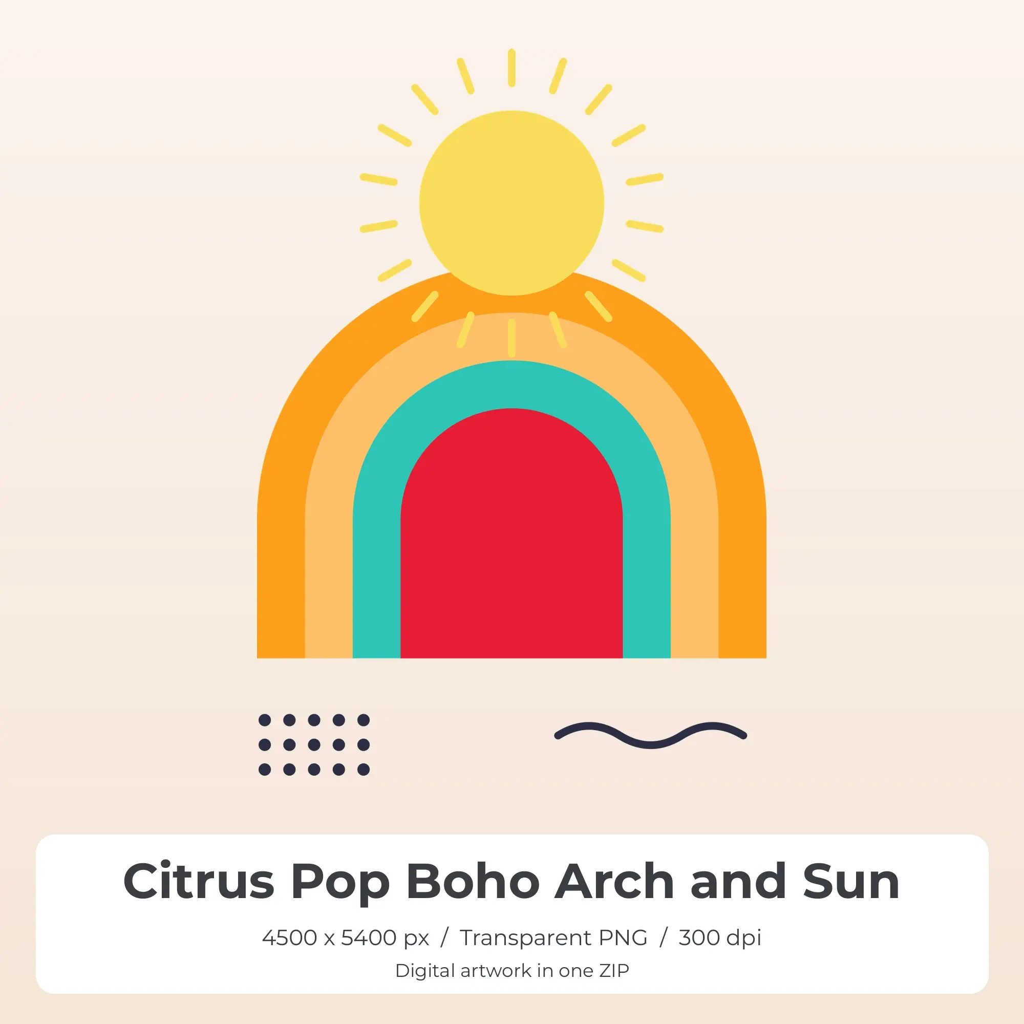 Citrus Pop Boho Arch and Sun Sublimation PNG for Shirts preview