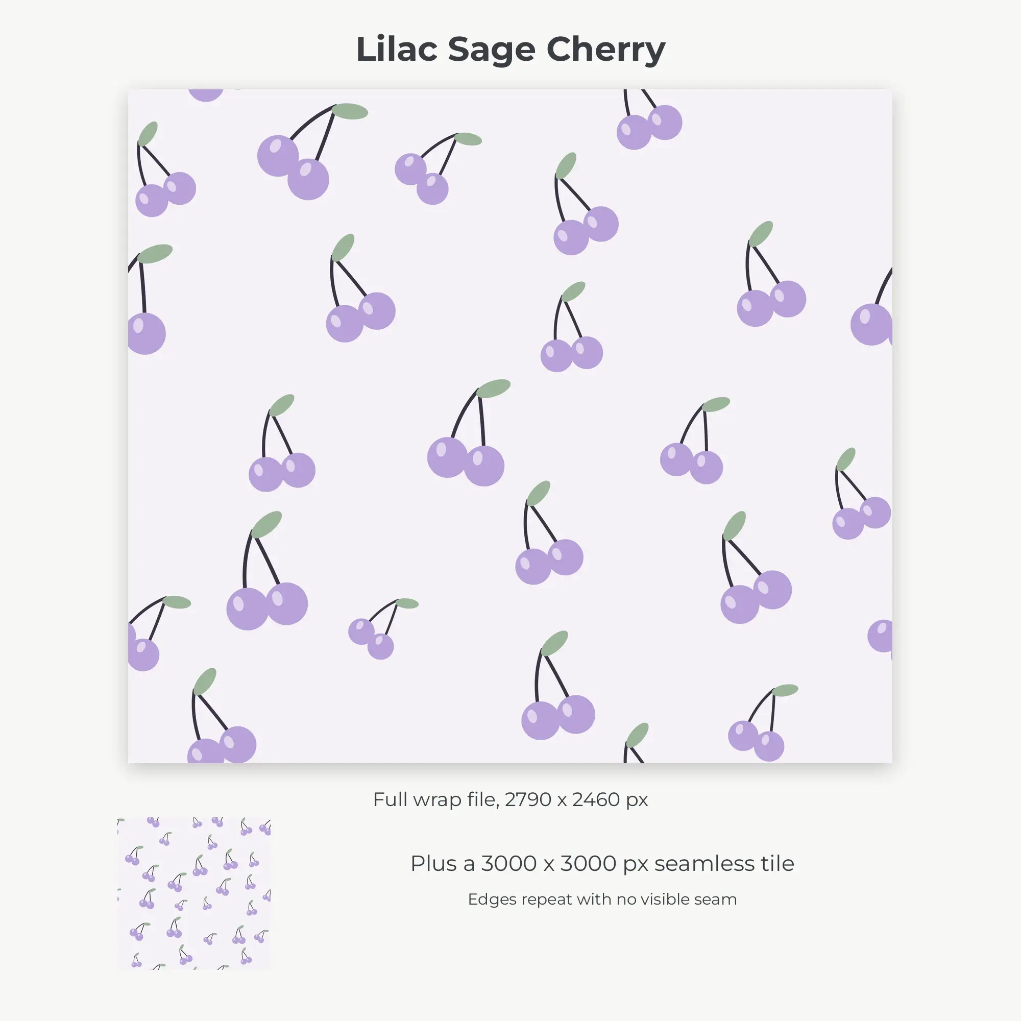 Lilac Sage Cherry Tumbler Wrap PNG, 20oz Sublimation, preview 2 of 2