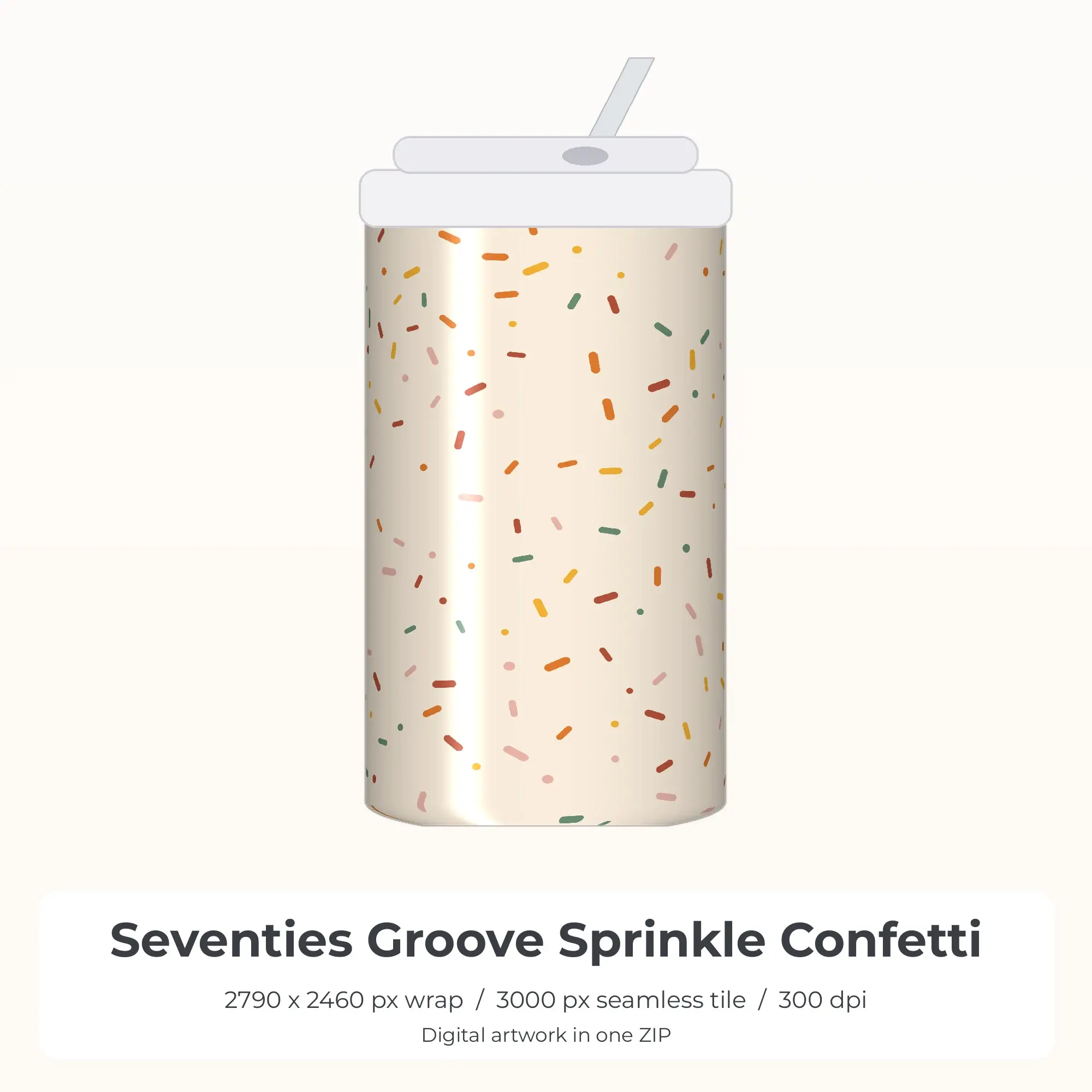 Seventies Groove Sprinkle Confetti Tumbler Wrap PNG, 20oz Sublimation preview