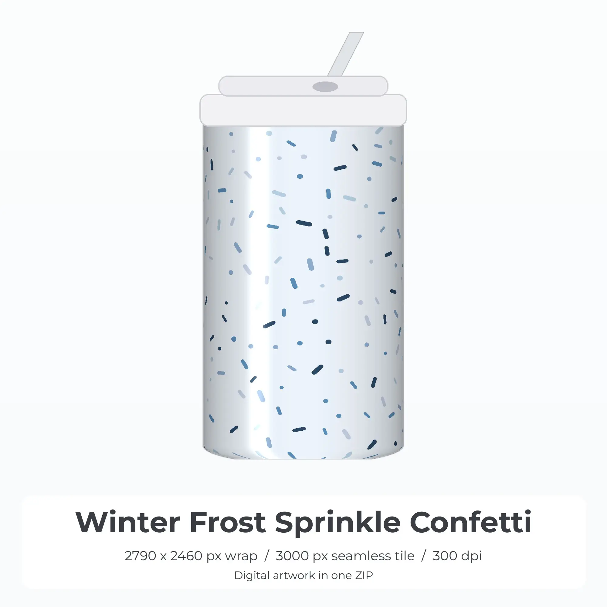 Winter Frost Sprinkle Confetti Tumbler Wrap PNG, 20oz Sublimation preview