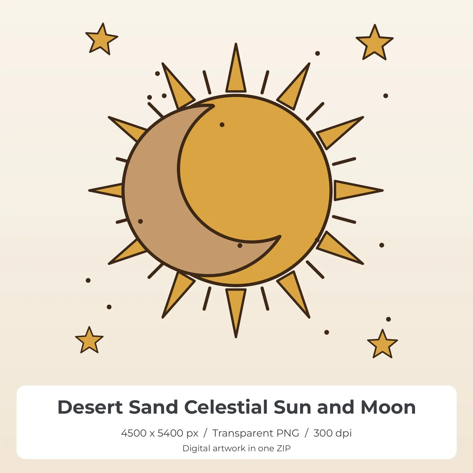 Desert Sand Celestial Sun and Moon Sublimation PNG for Shirts preview