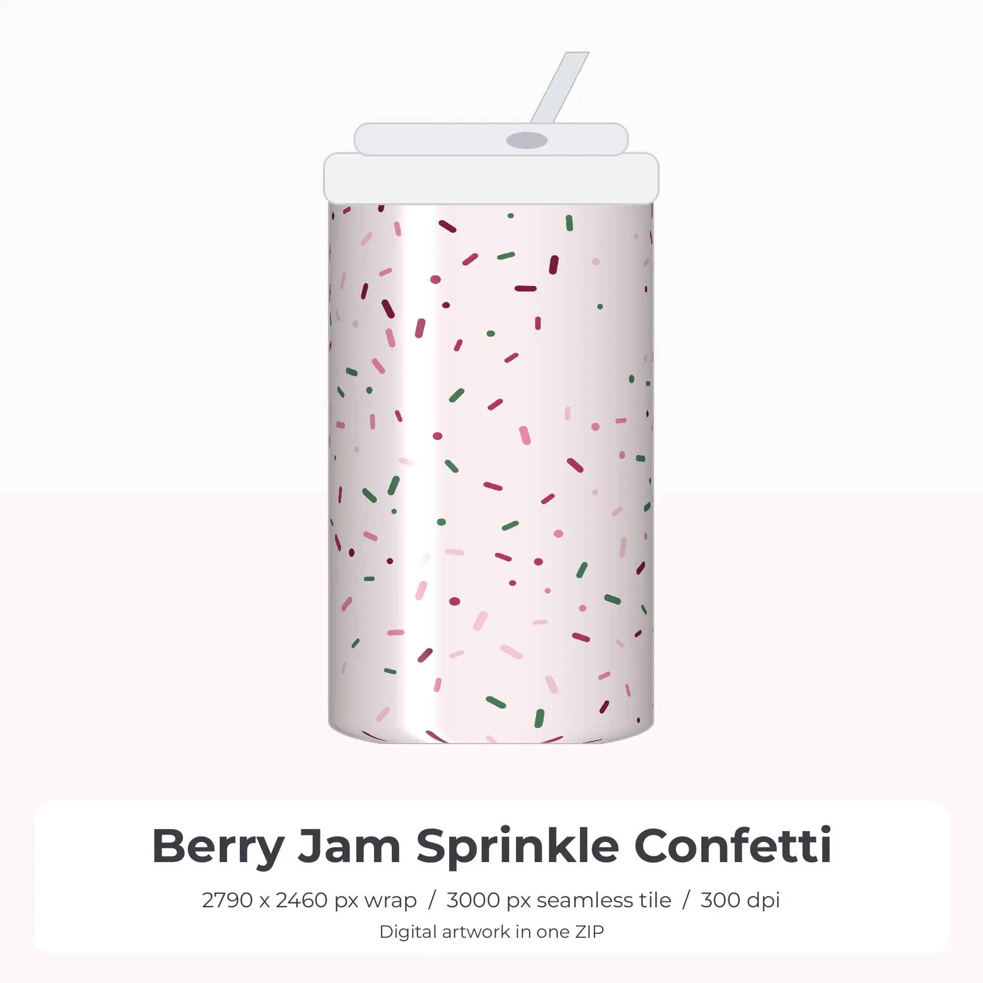 Berry Jam Sprinkle Confetti Tumbler Wrap PNG, 20oz Sublimation preview