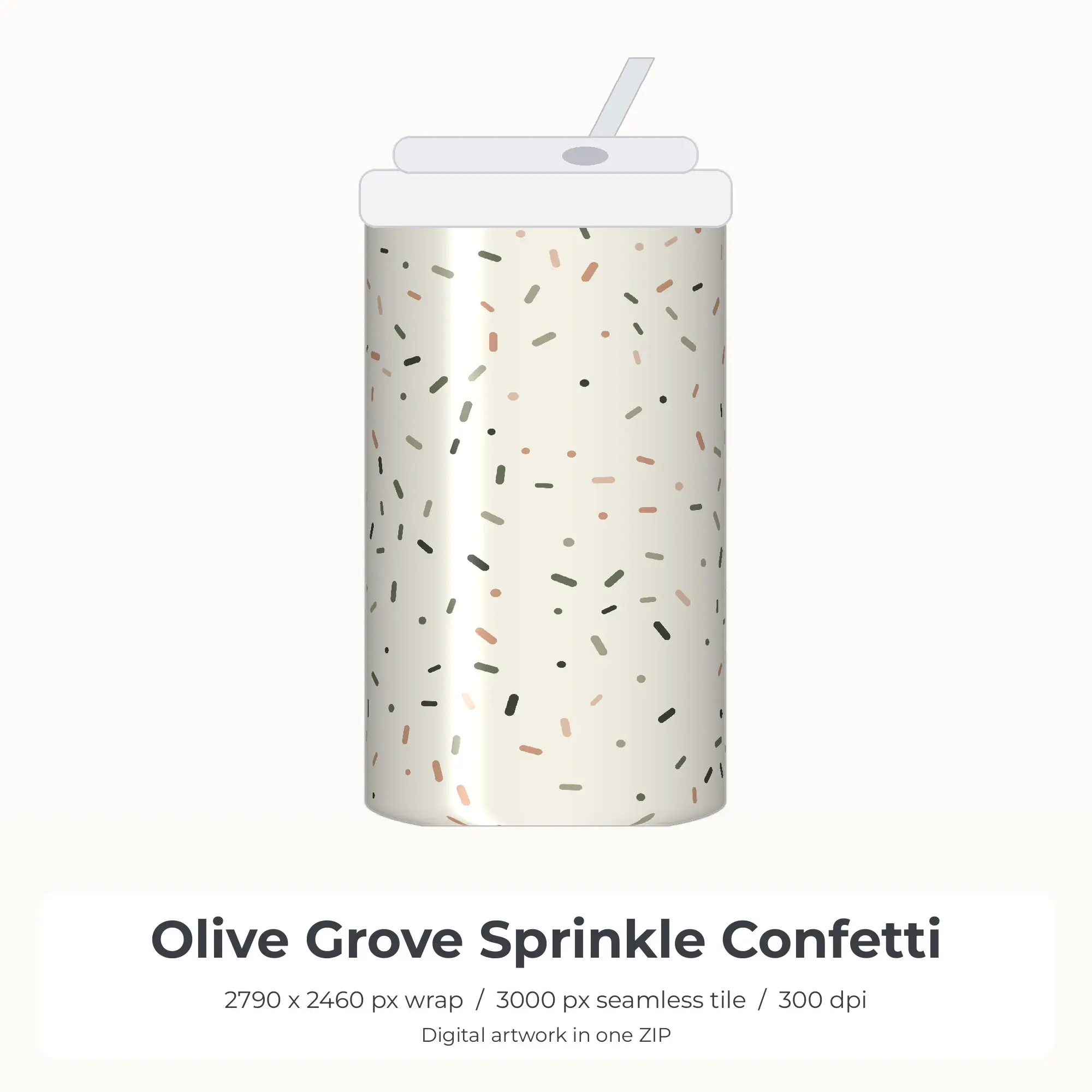 Olive Grove Sprinkle Confetti Tumbler Wrap PNG, 20oz Sublimation preview