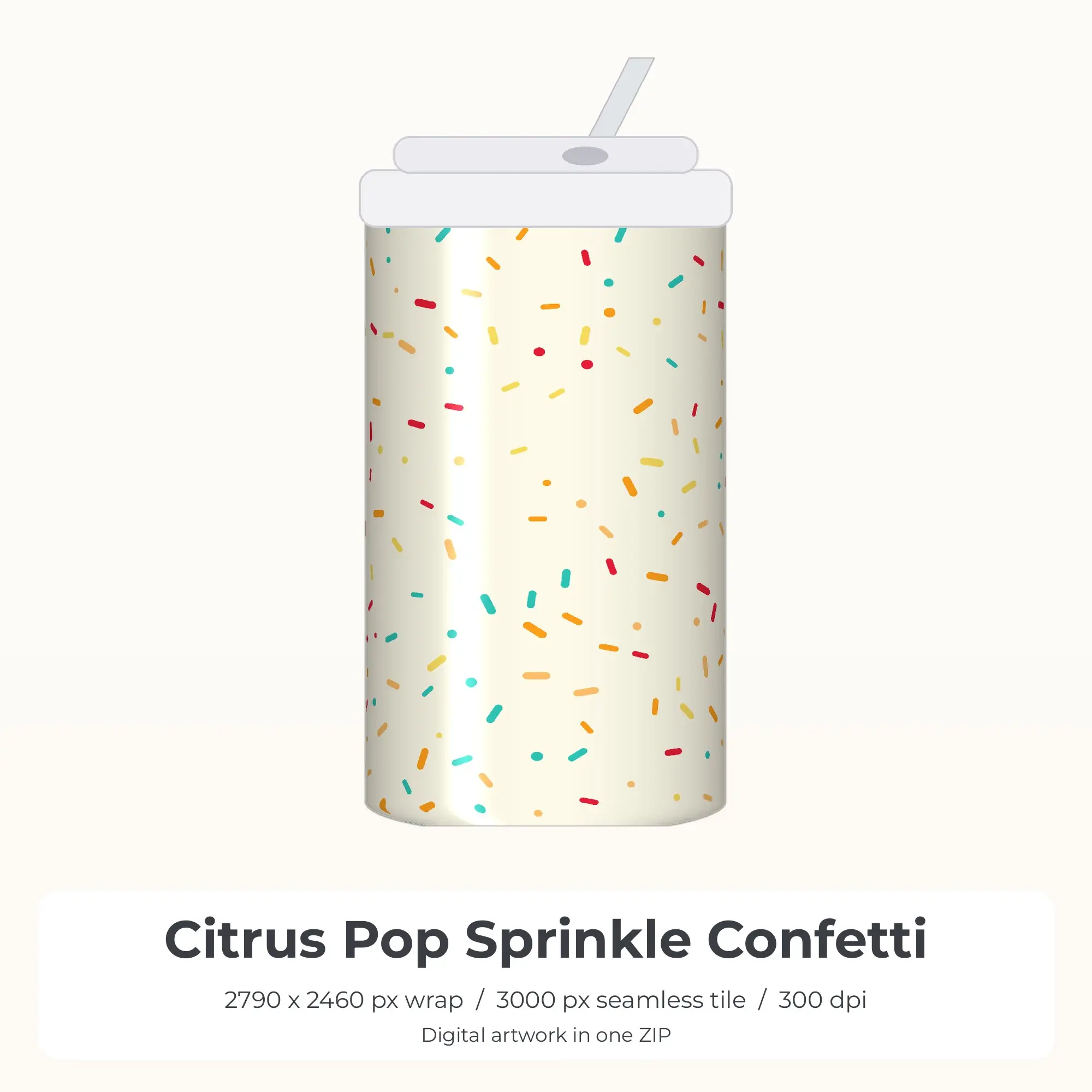 Citrus Pop Sprinkle Confetti Tumbler Wrap PNG, 20oz Sublimation preview