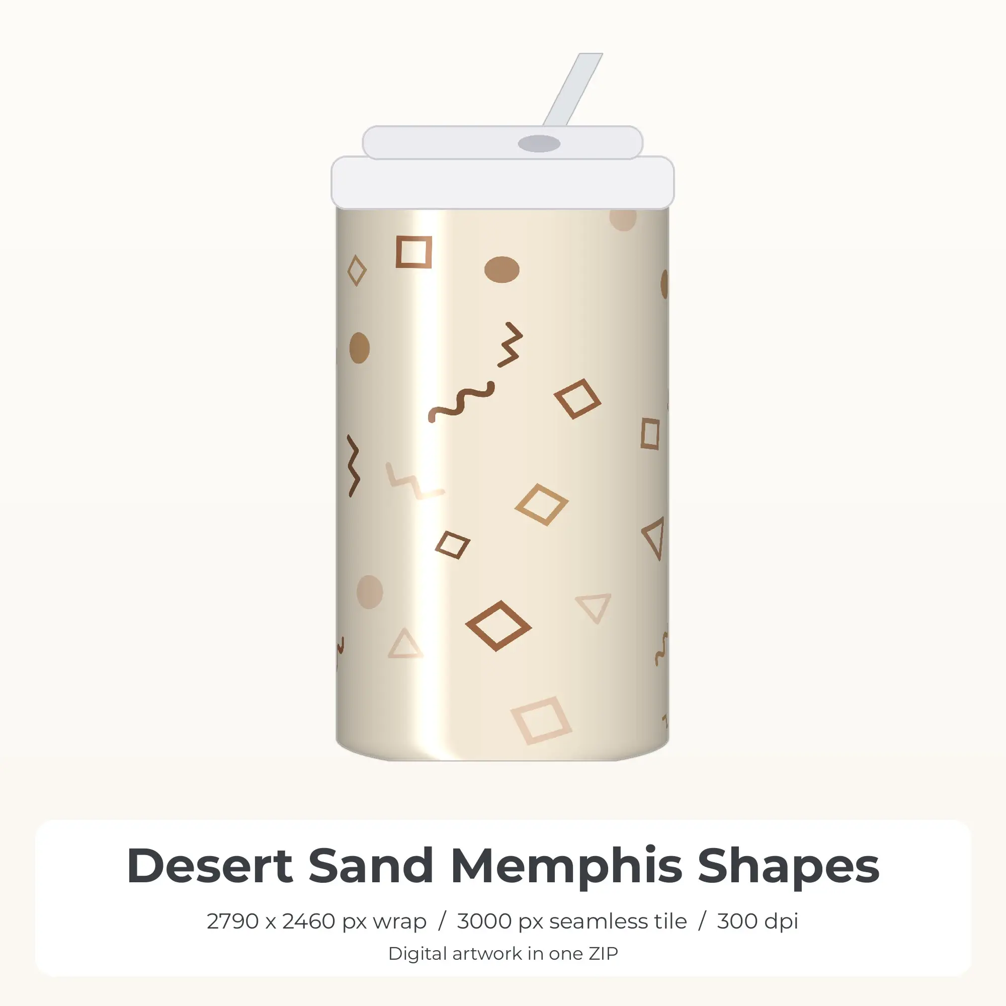 Desert Sand Memphis Shapes Tumbler Wrap PNG, 20oz Sublimation preview