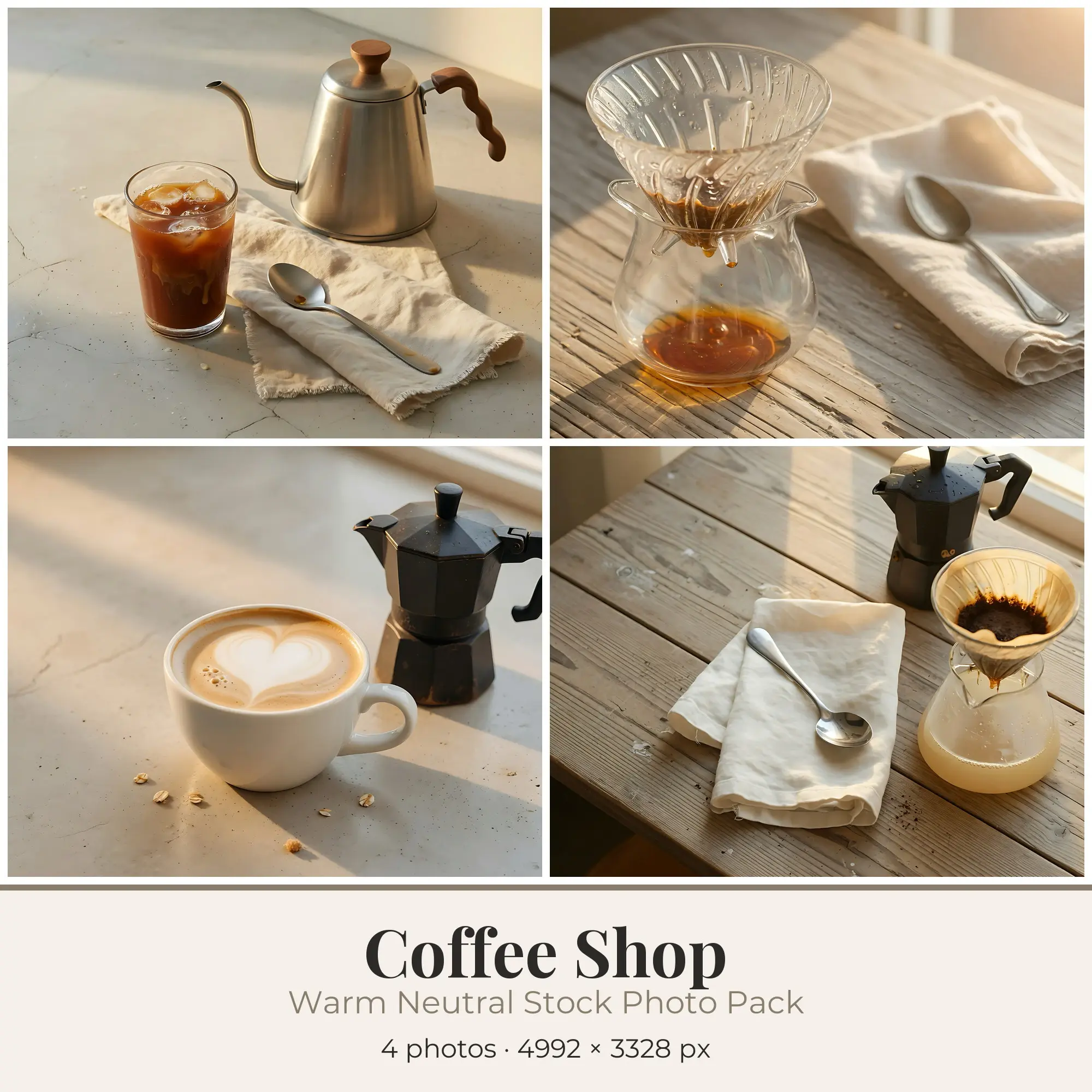 Stock Photos: Warm Neutral Coffee Shop, 4 JPGs preview