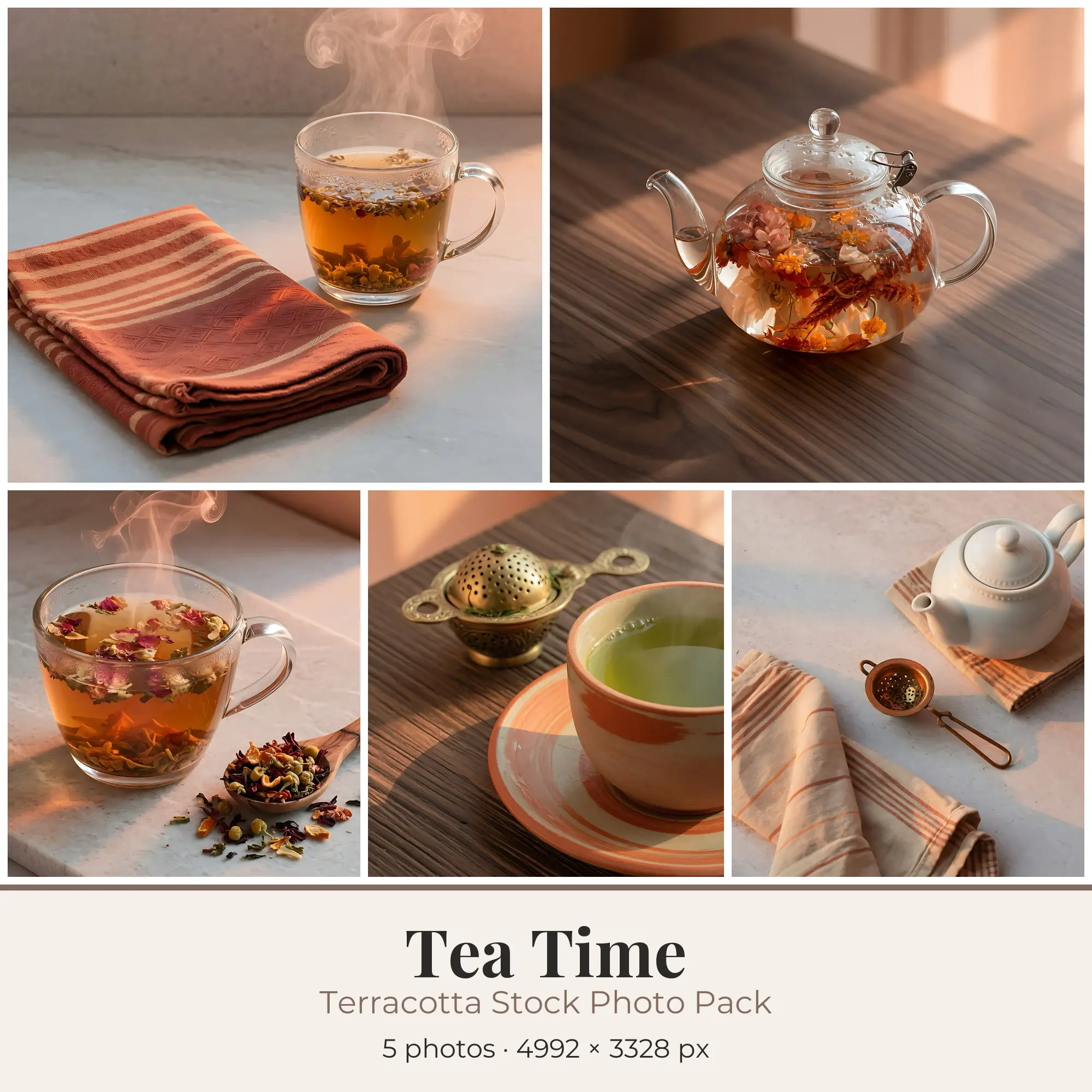 Stock Photos: Terracotta Tea Time, 5 JPGs preview