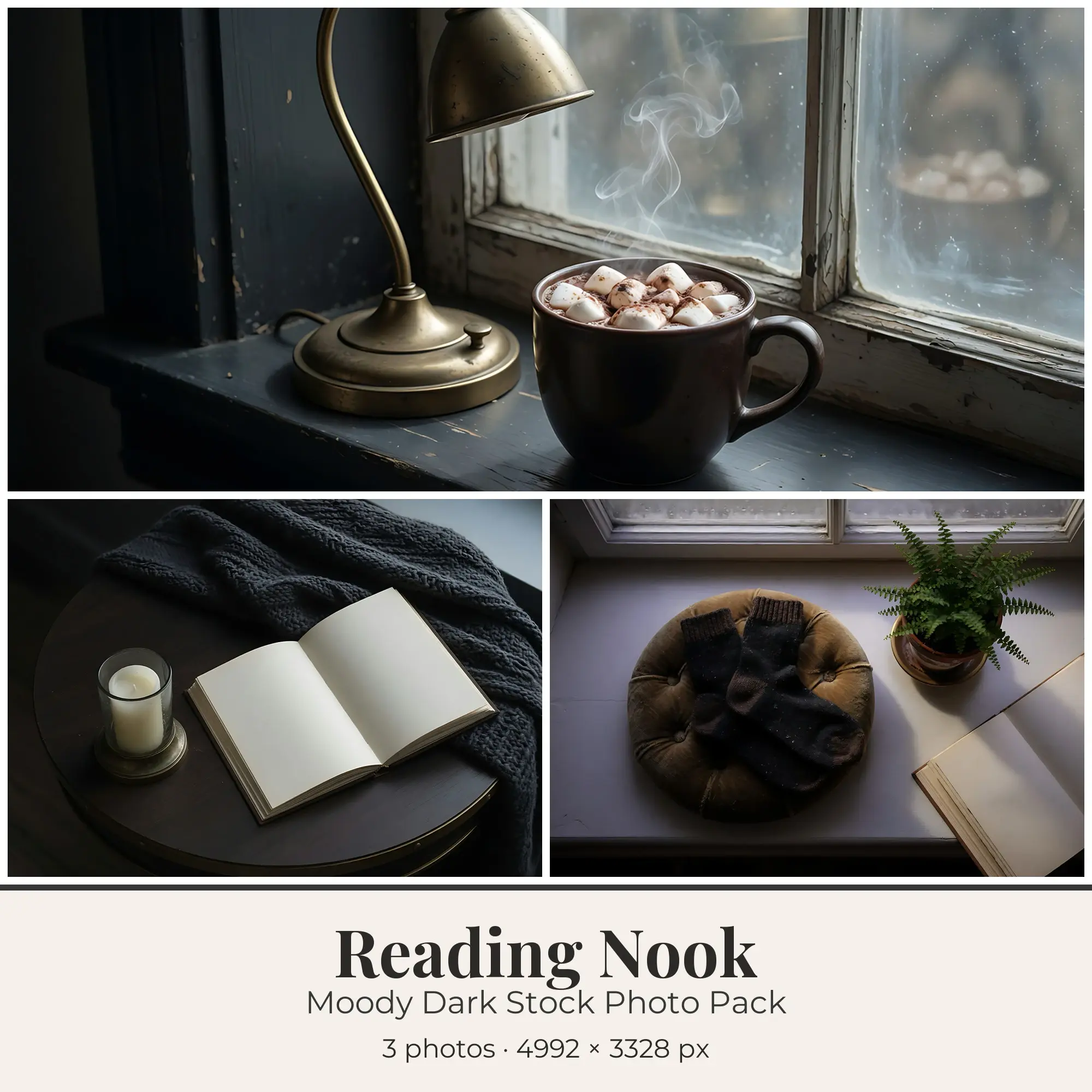 Stock Photos: Moody Dark Reading Nook, 3 JPGs preview
