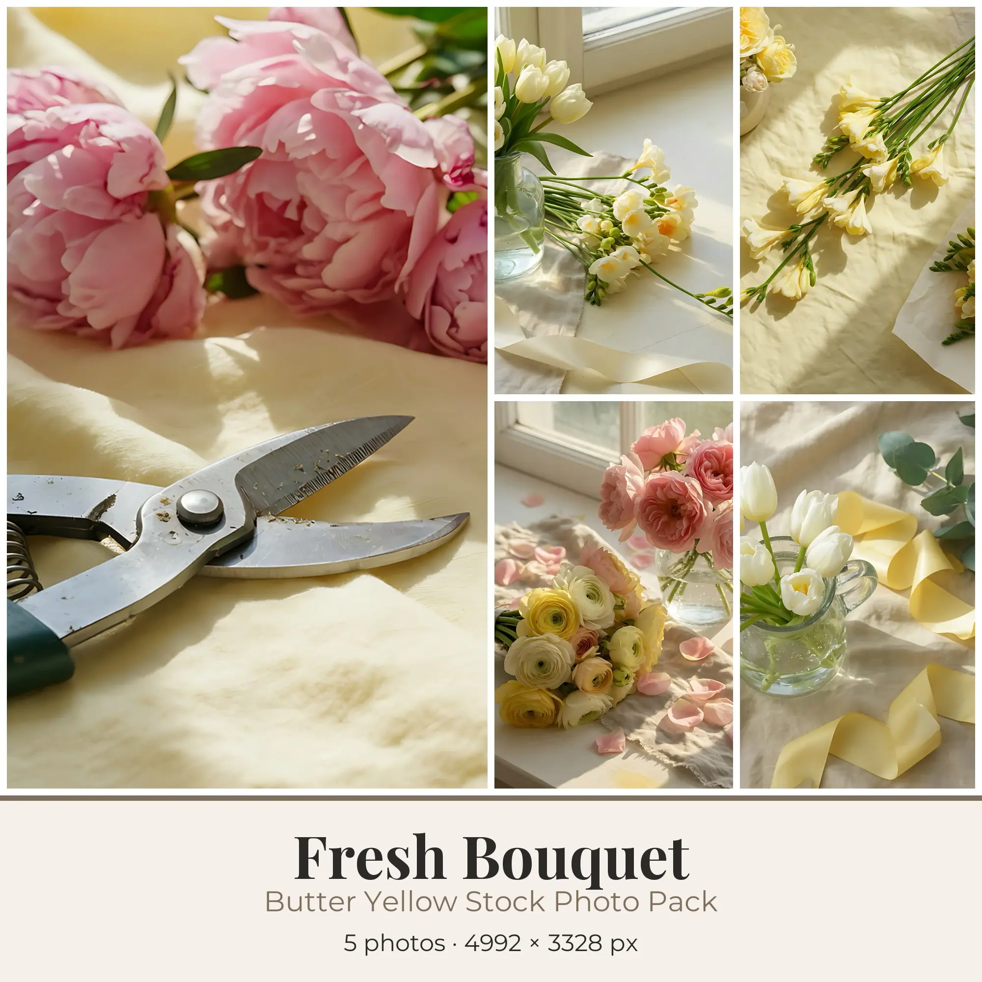 Stock Photos: Butter Yellow Fresh Bouquet, 5 JPGs preview