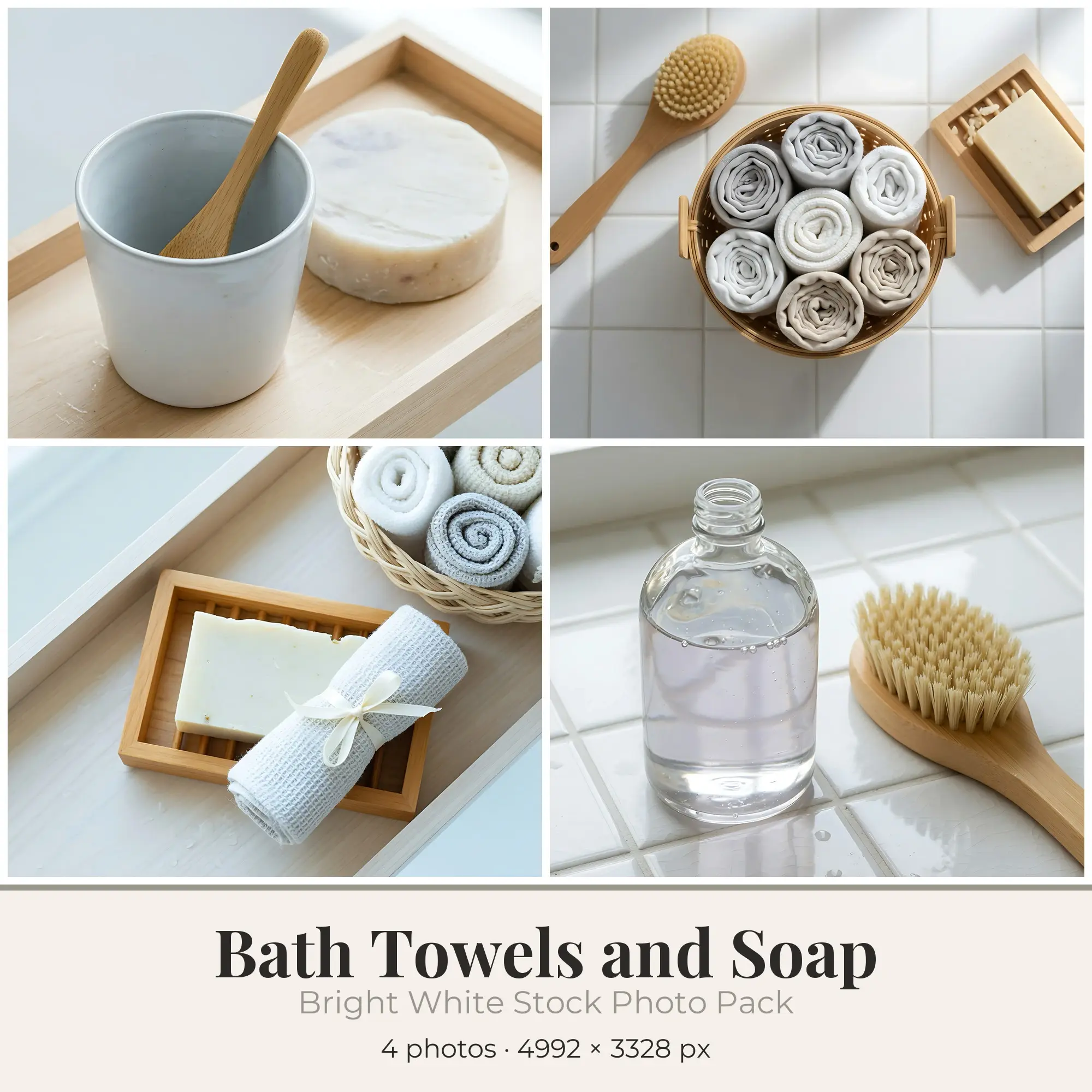Stock Photos: Bright White Bath Towels and Soap, 4 JPGs preview
