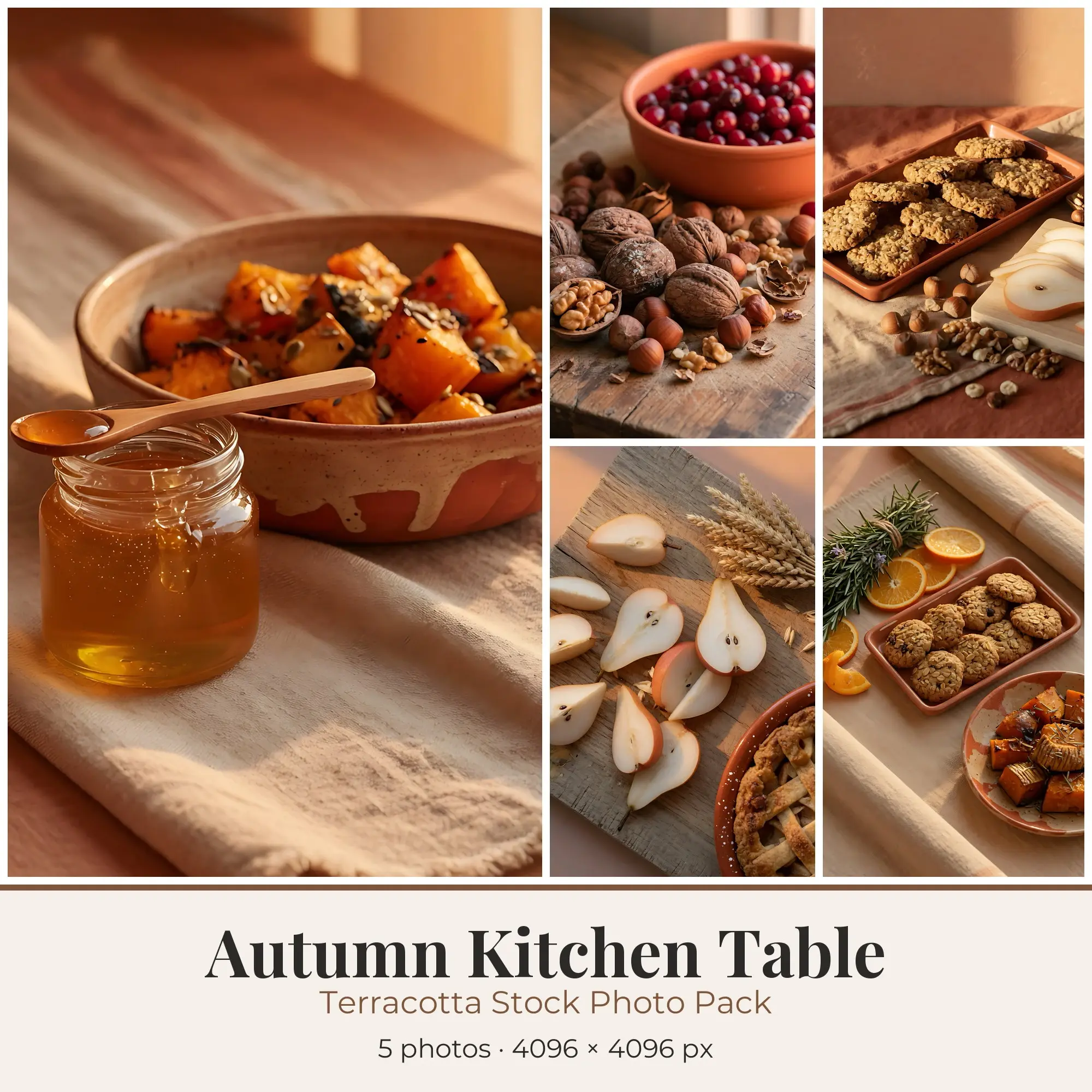 Stock Photos: Terracotta Autumn Kitchen Table, 5 JPGs preview