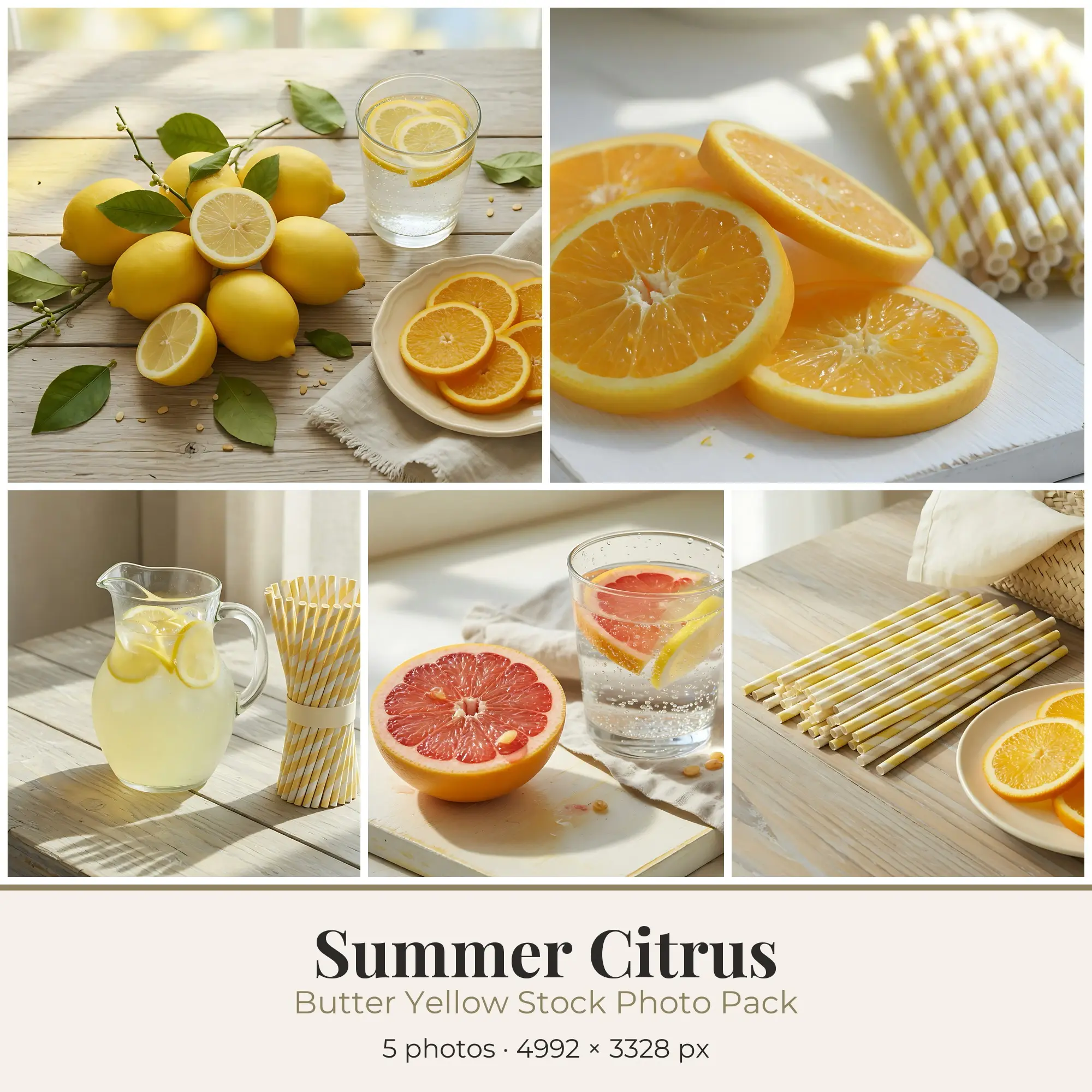 Stock Photos: Butter Yellow Summer Citrus, 5 JPGs preview