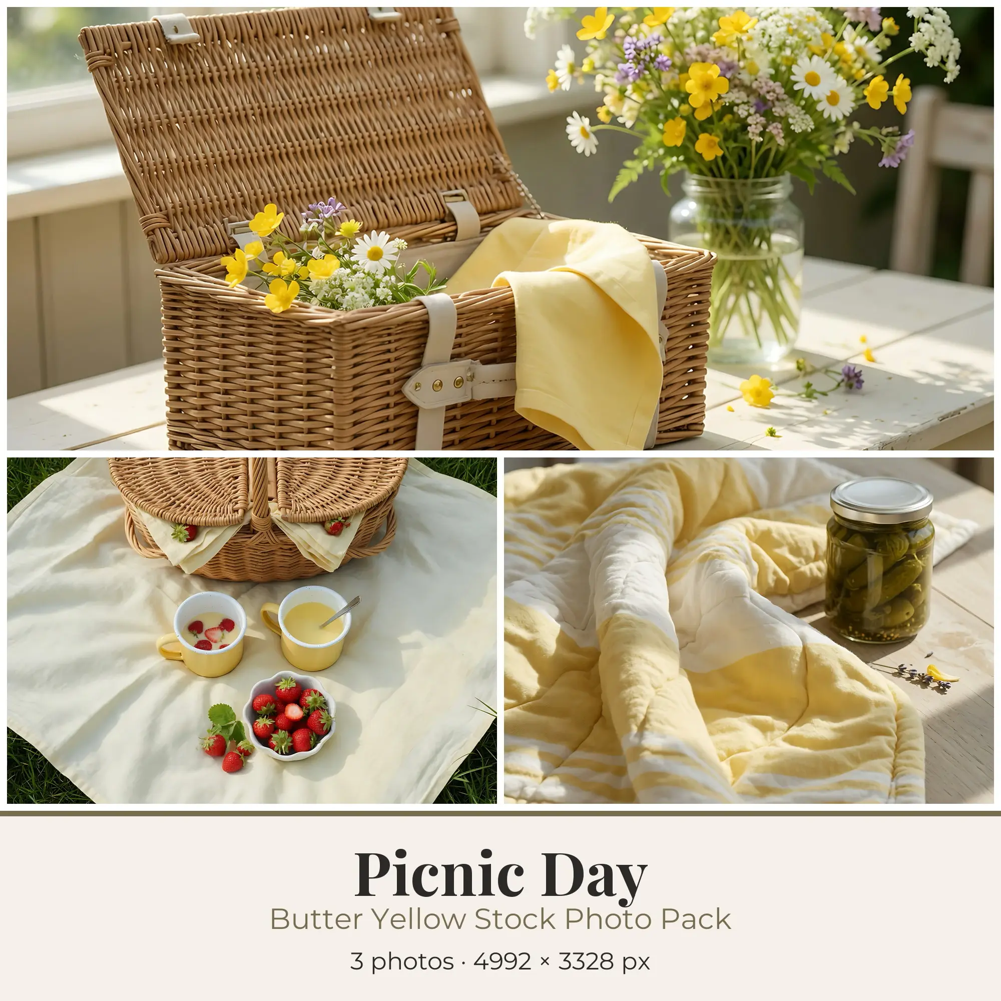 Stock Photos: Butter Yellow Picnic Day, 3 JPGs preview