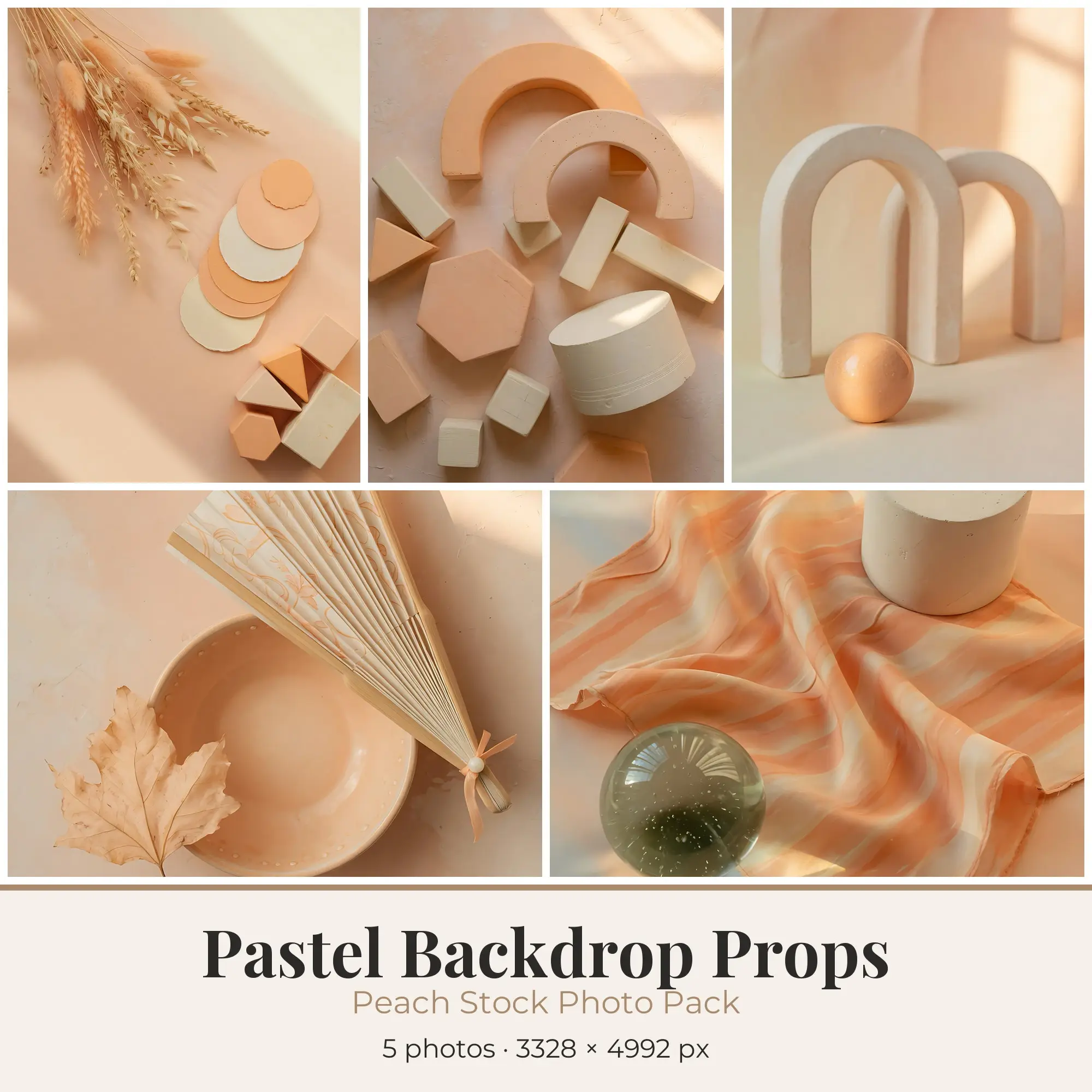 Stock Photos: Peach Pastel Backdrop Props, 5 JPGs preview