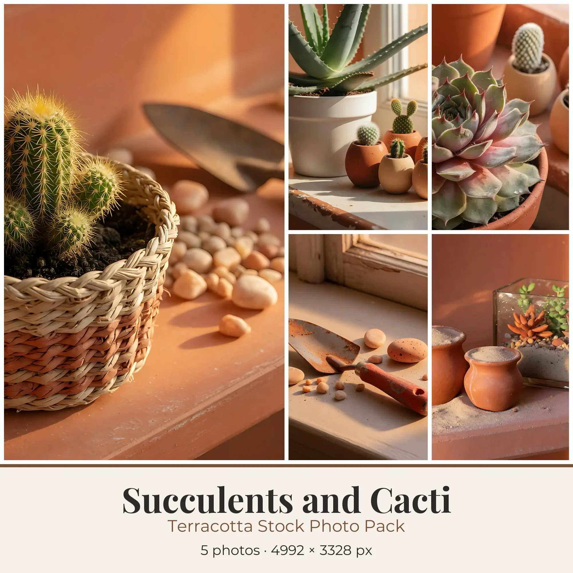 Stock Photos: Terracotta Succulents and Cacti, 5 JPGs preview