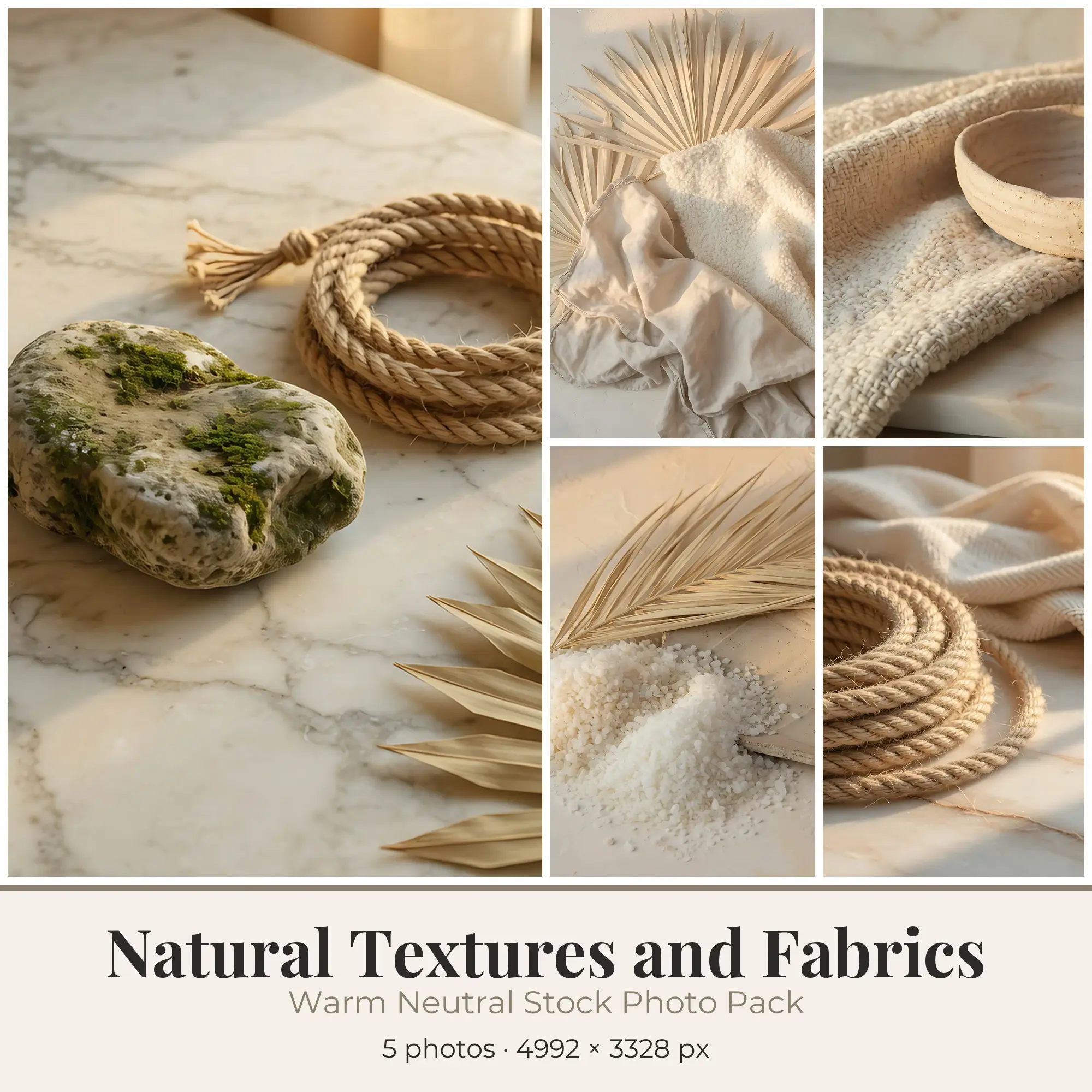 Stock Photos: Warm Neutral Natural Textures and Fabrics, 5 JPGs preview