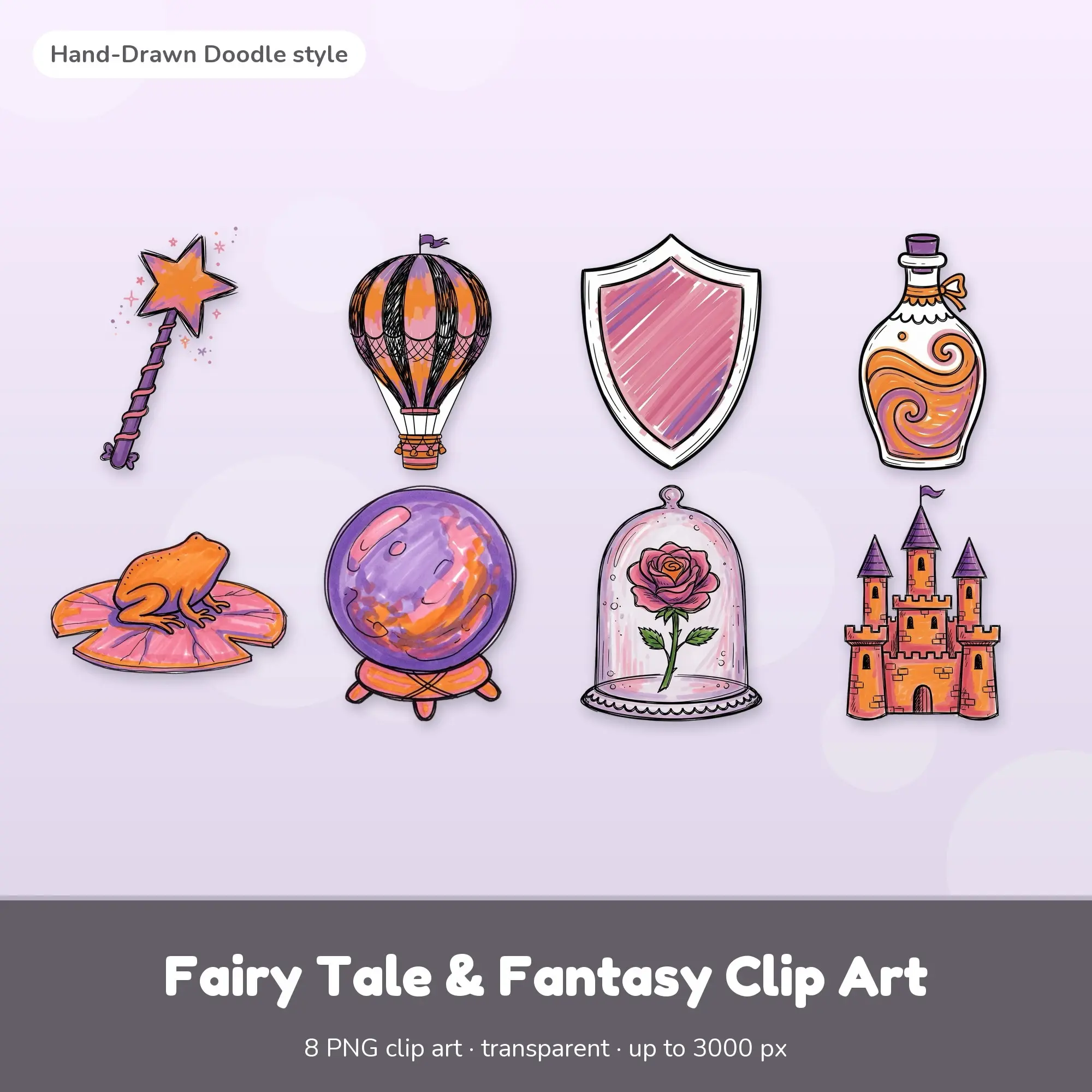 Fairy Tale & Fantasy Clip Art - 8 Doodle PNGs: Magic Wand preview