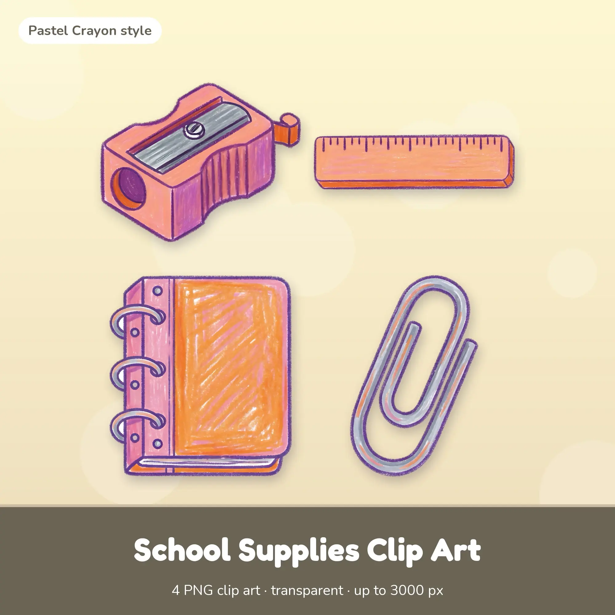 School Supplies Clip Art - 4 Crayon PNGs: Pencil Sharpener preview