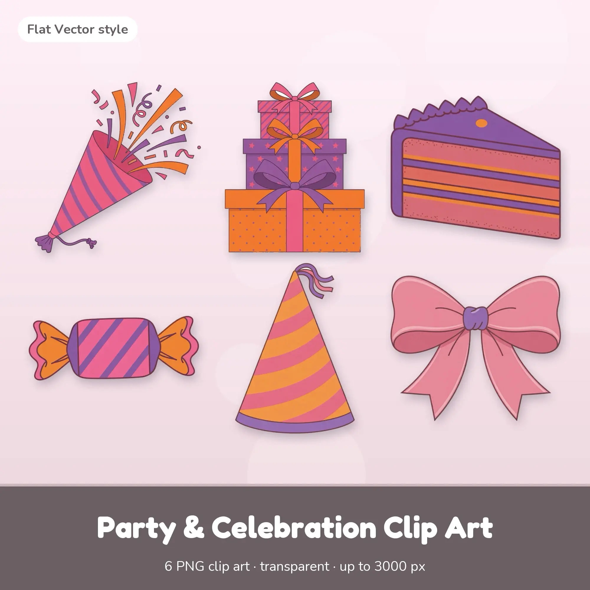 Party & Celebration Clip Art - 6 Flat PNGs: Party Popper preview
