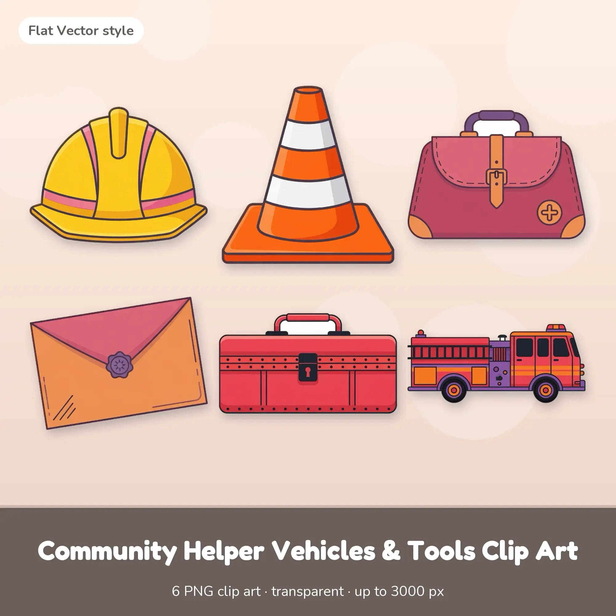 Community Tools Clip Art - 6 Flat PNGs: Hard Hat preview