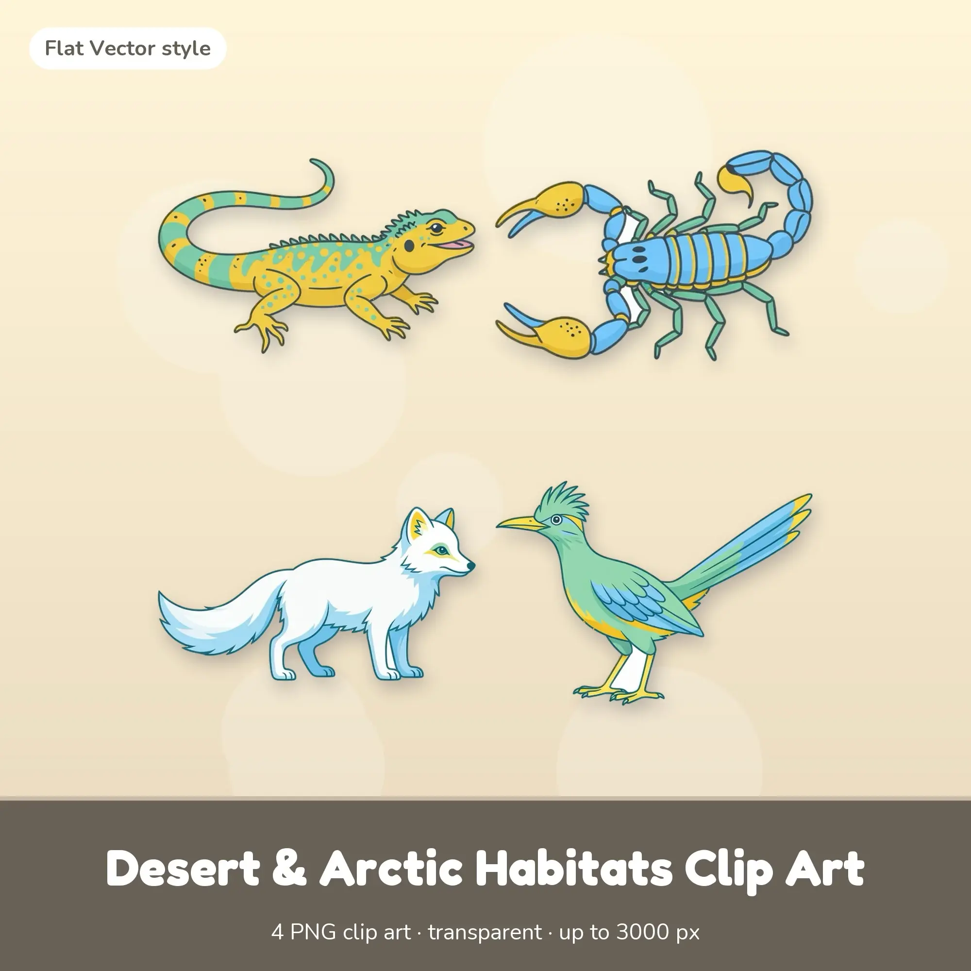 Desert & Arctic Clip Art - 4 Flat PNGs: Desert Lizard, preview 1 of 2