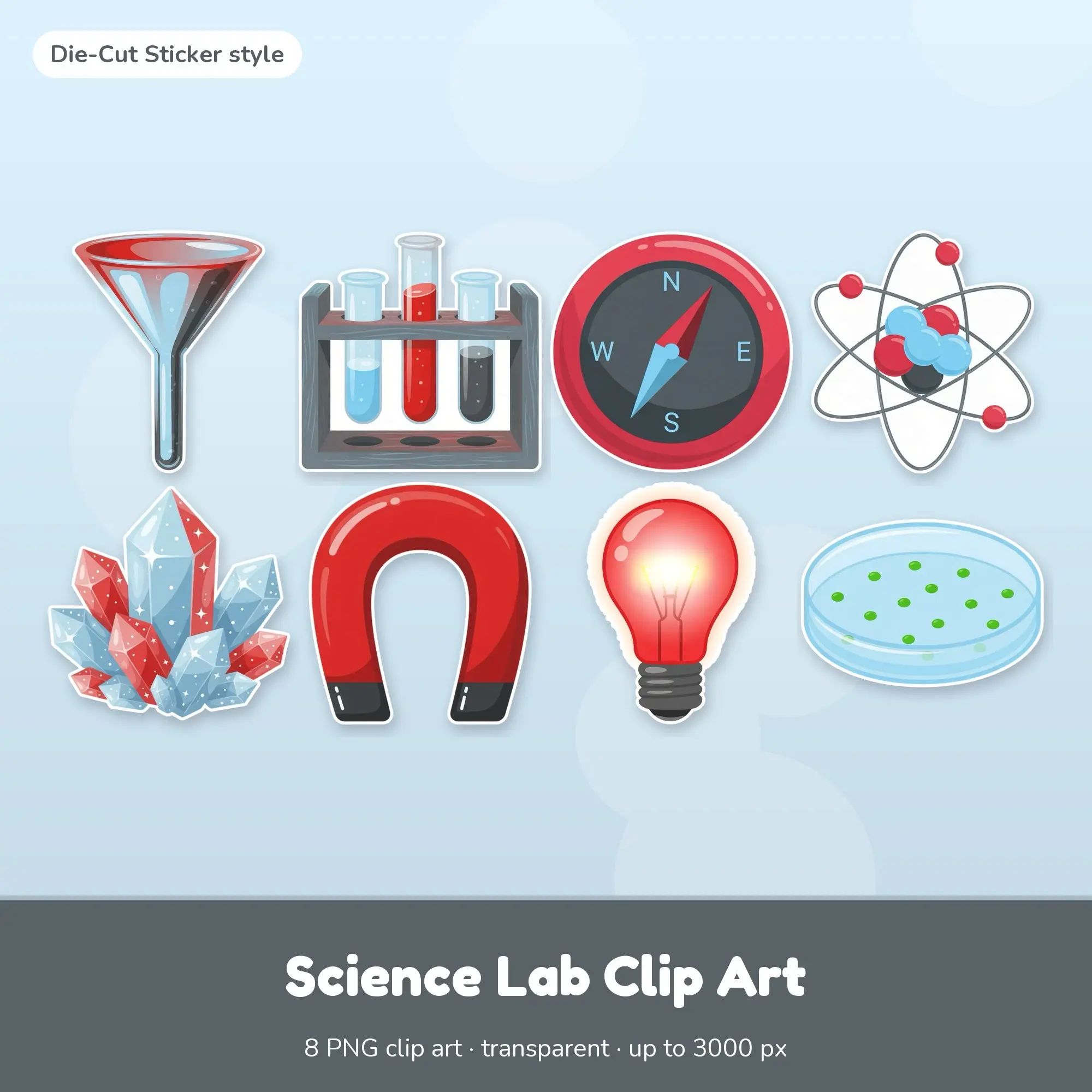 Science Lab Clip Art - 8 Sticker PNGs: Glass Funnel preview