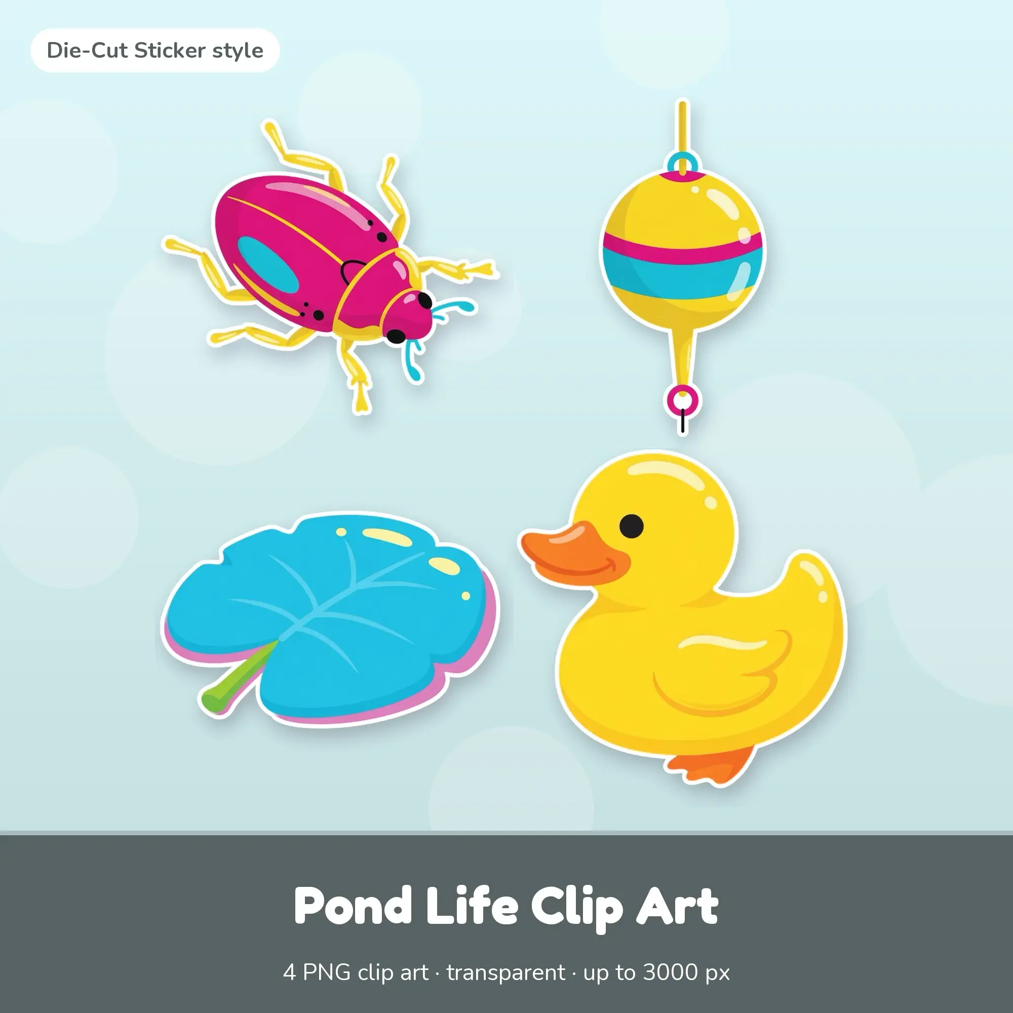 Pond Life Clip Art - 4 Sticker PNGs: Diving Beetle preview