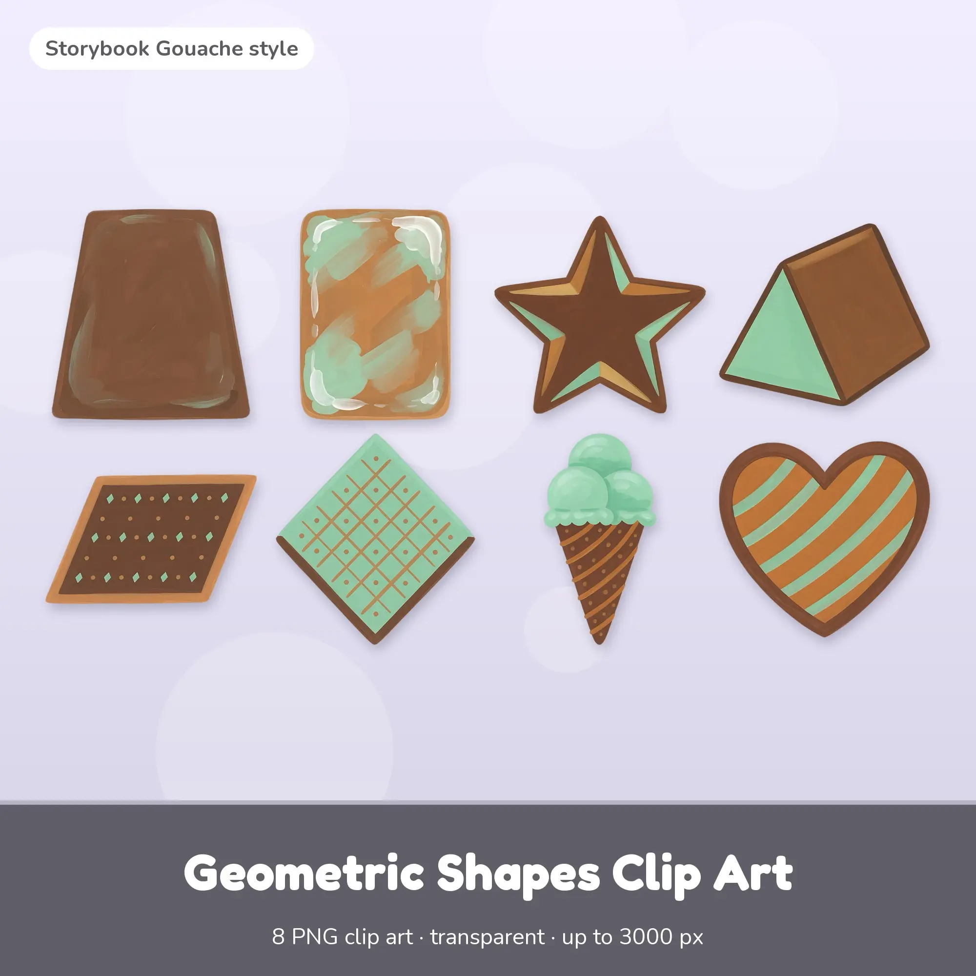 Geometric Shapes Clip Art - 8 Gouache PNGs: Trapezoid preview