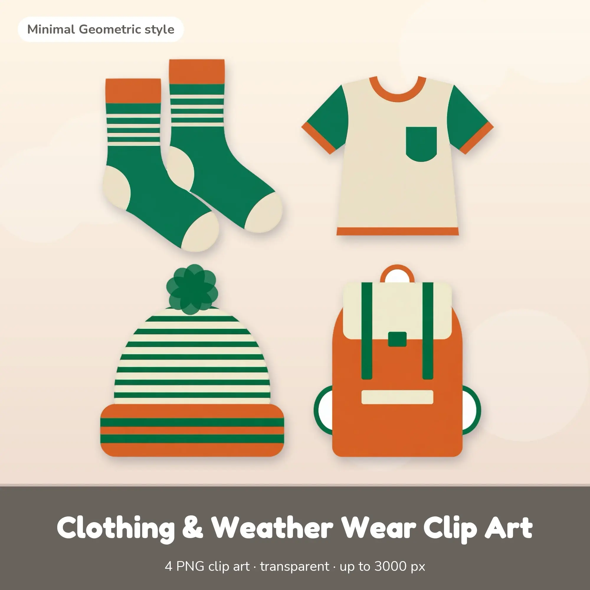 Clothing & Weather Wear Clip Art - 4 Minimal PNGs: Socks preview