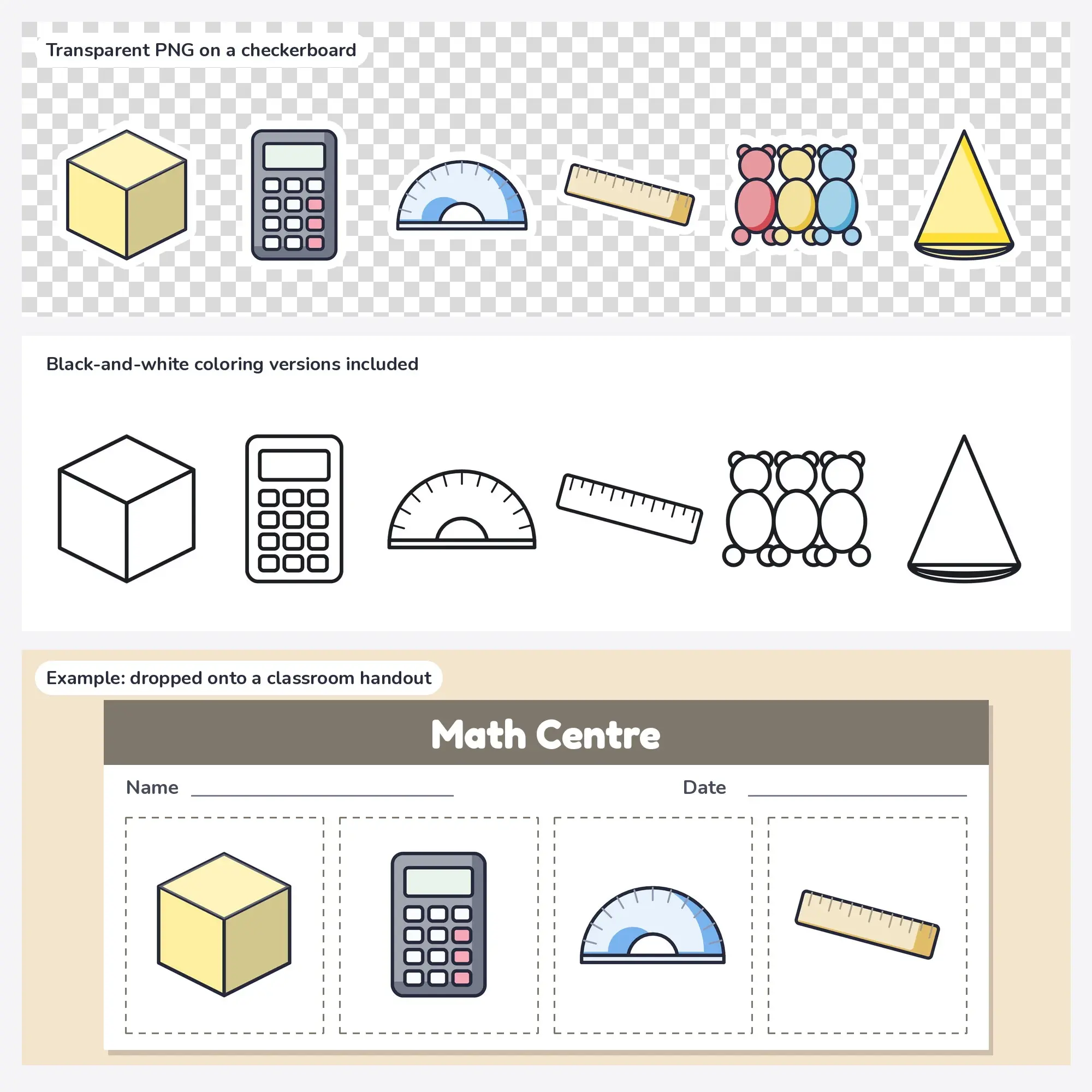 Math Tools Clip Art SVG & PNG - Cube, Calculator & More (Sticker), preview 2 of 2