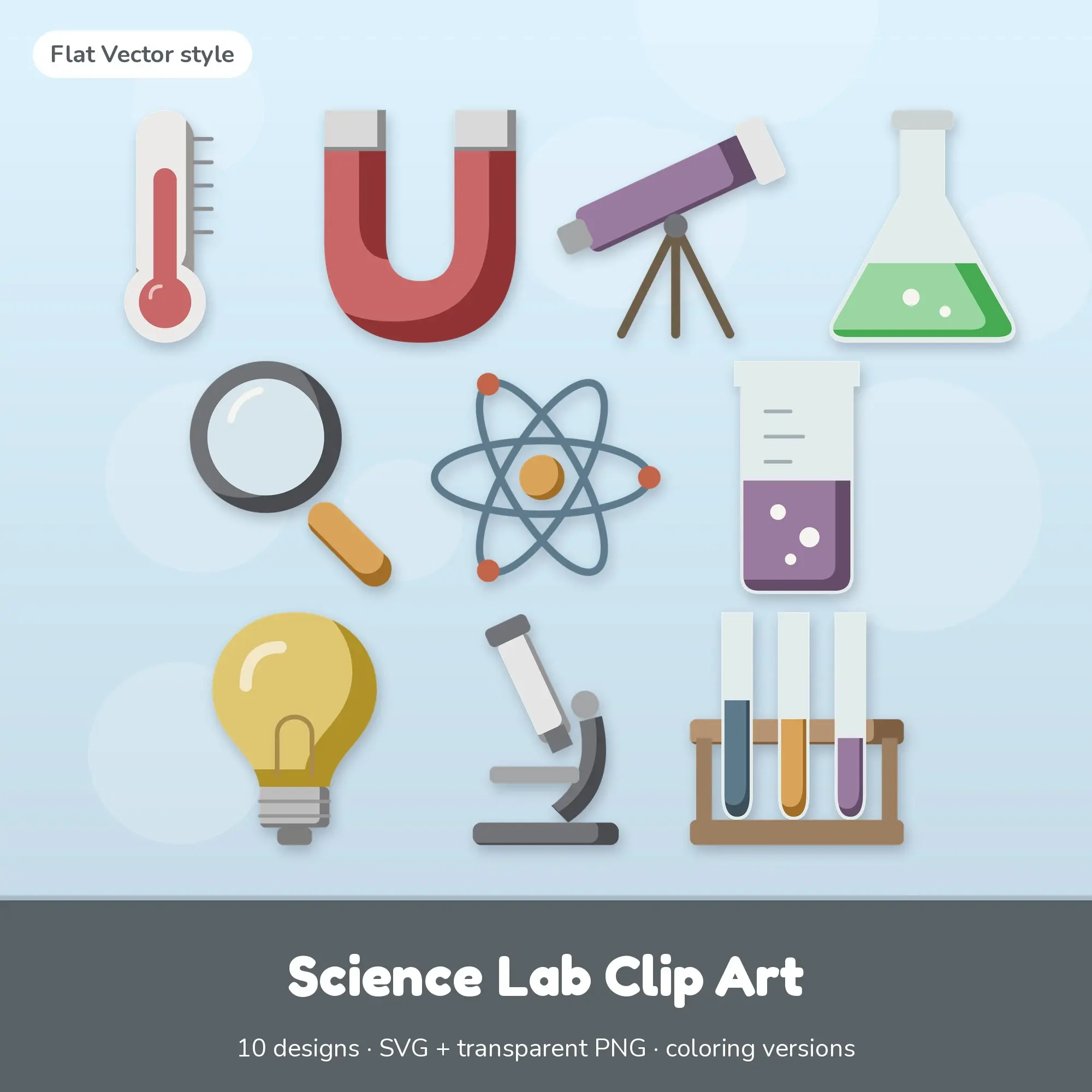 Muted Earthy Science Lab Clip Art - 10 SVG + PNG Designs preview